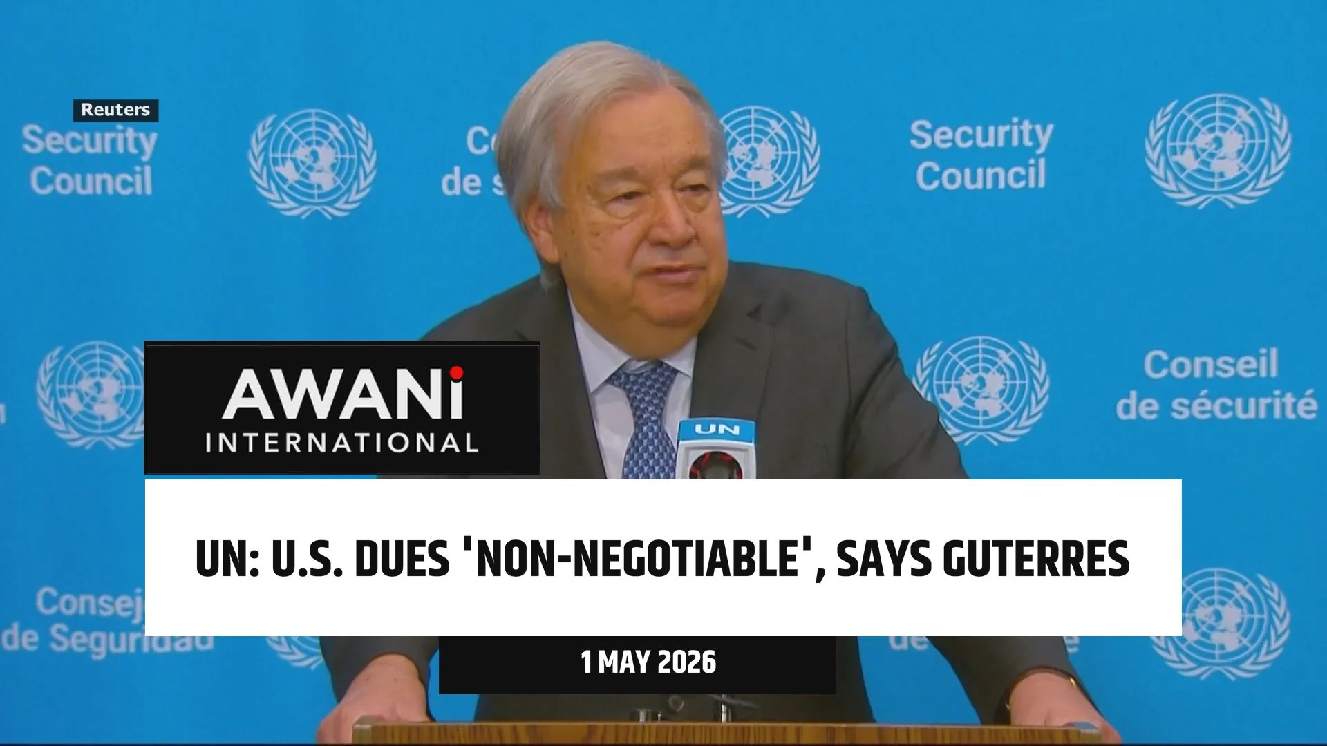 U.S. dues 'non-negotiable', says Guterres