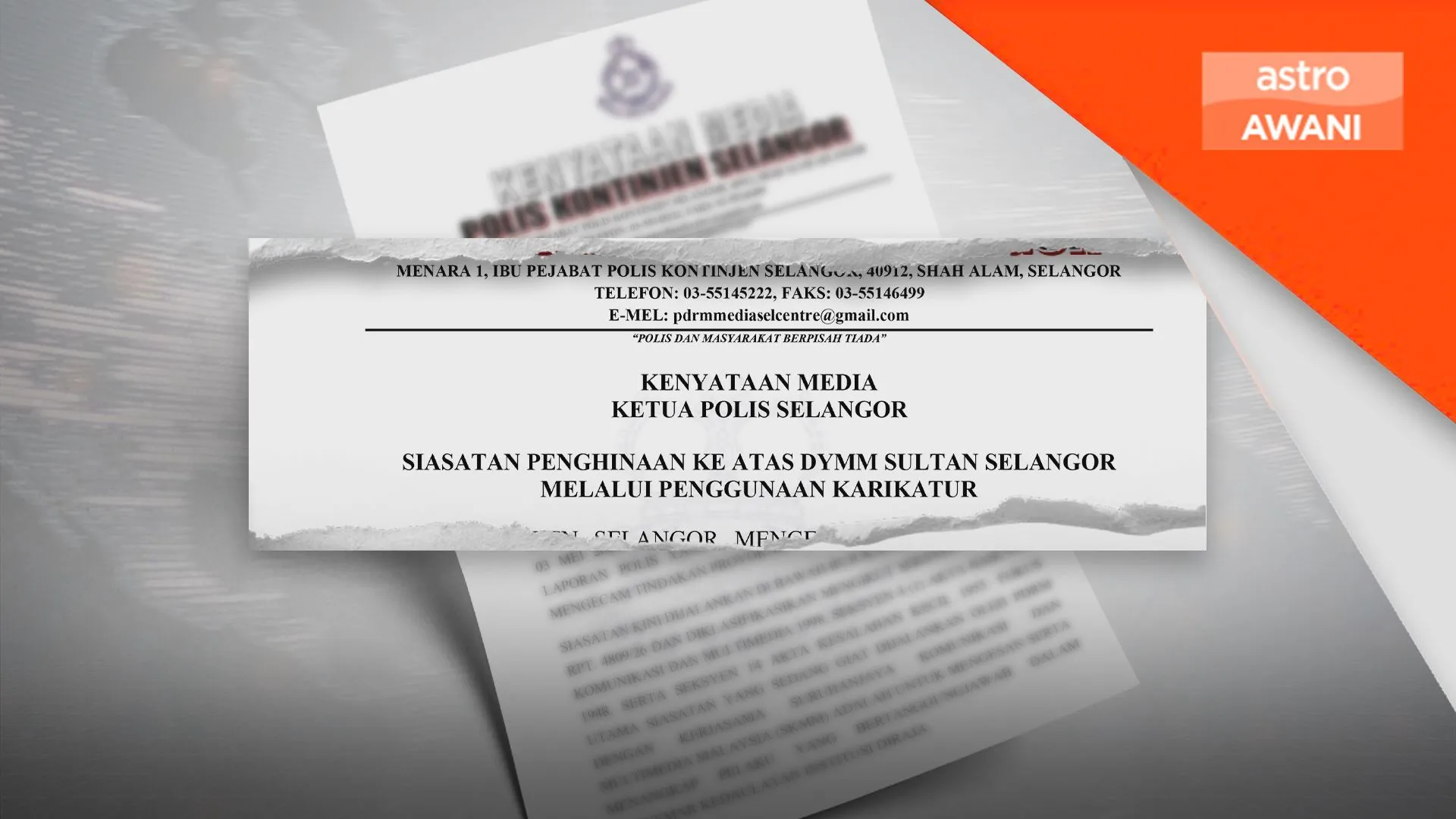 280 laporan polis diterima hina Sultan Selangor