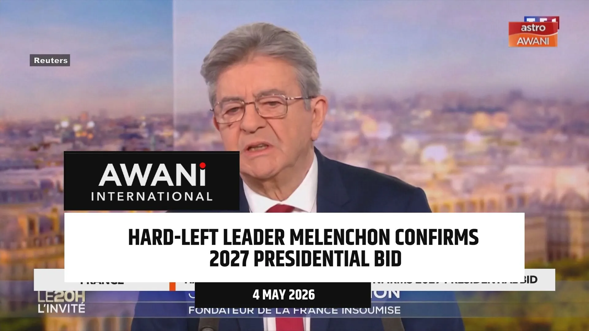 Hard-left leader Melenchon confirms 2027 French presidential bid