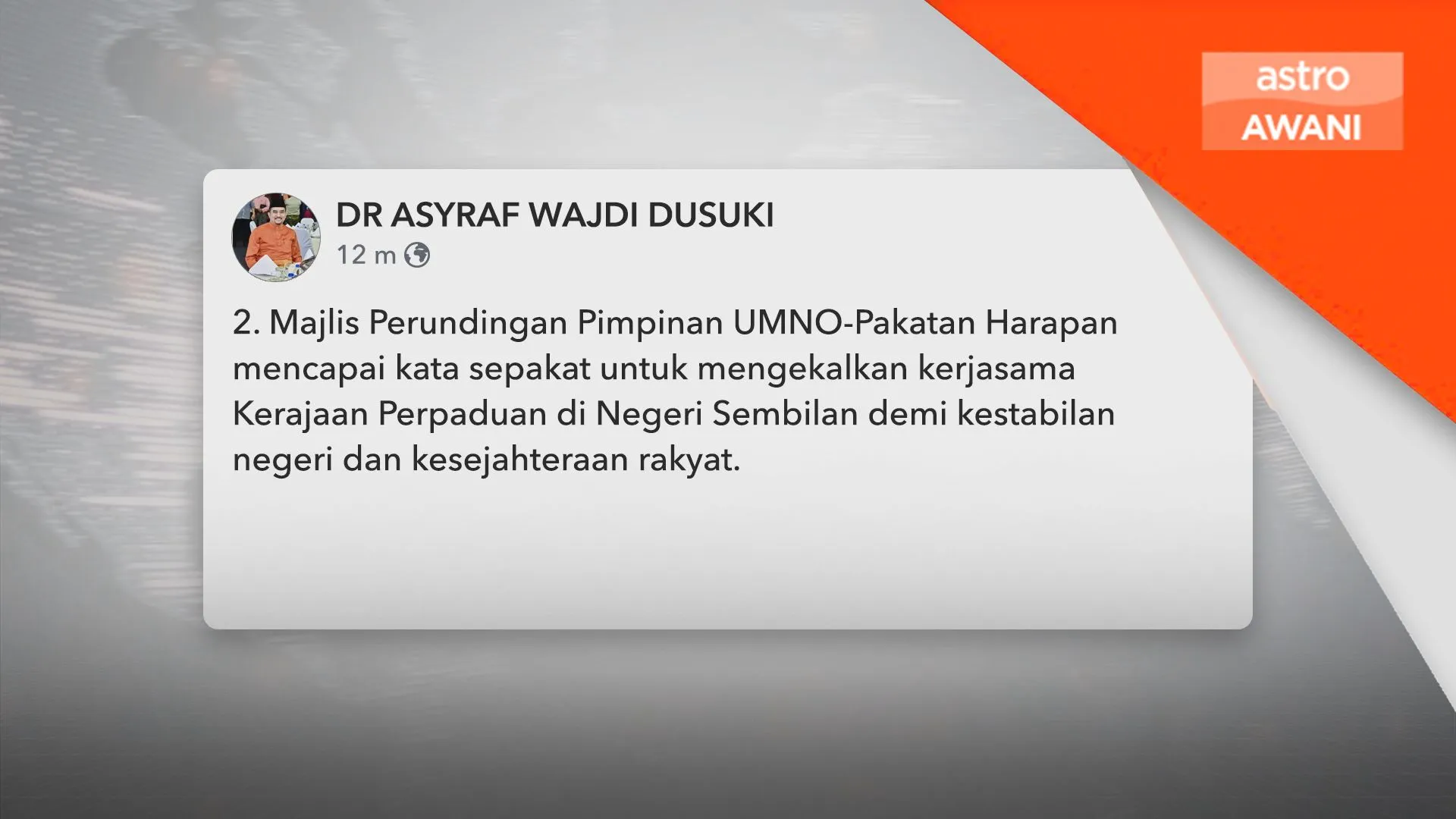 UMNO-PH kekal kerjasama di Negeri Sembilan