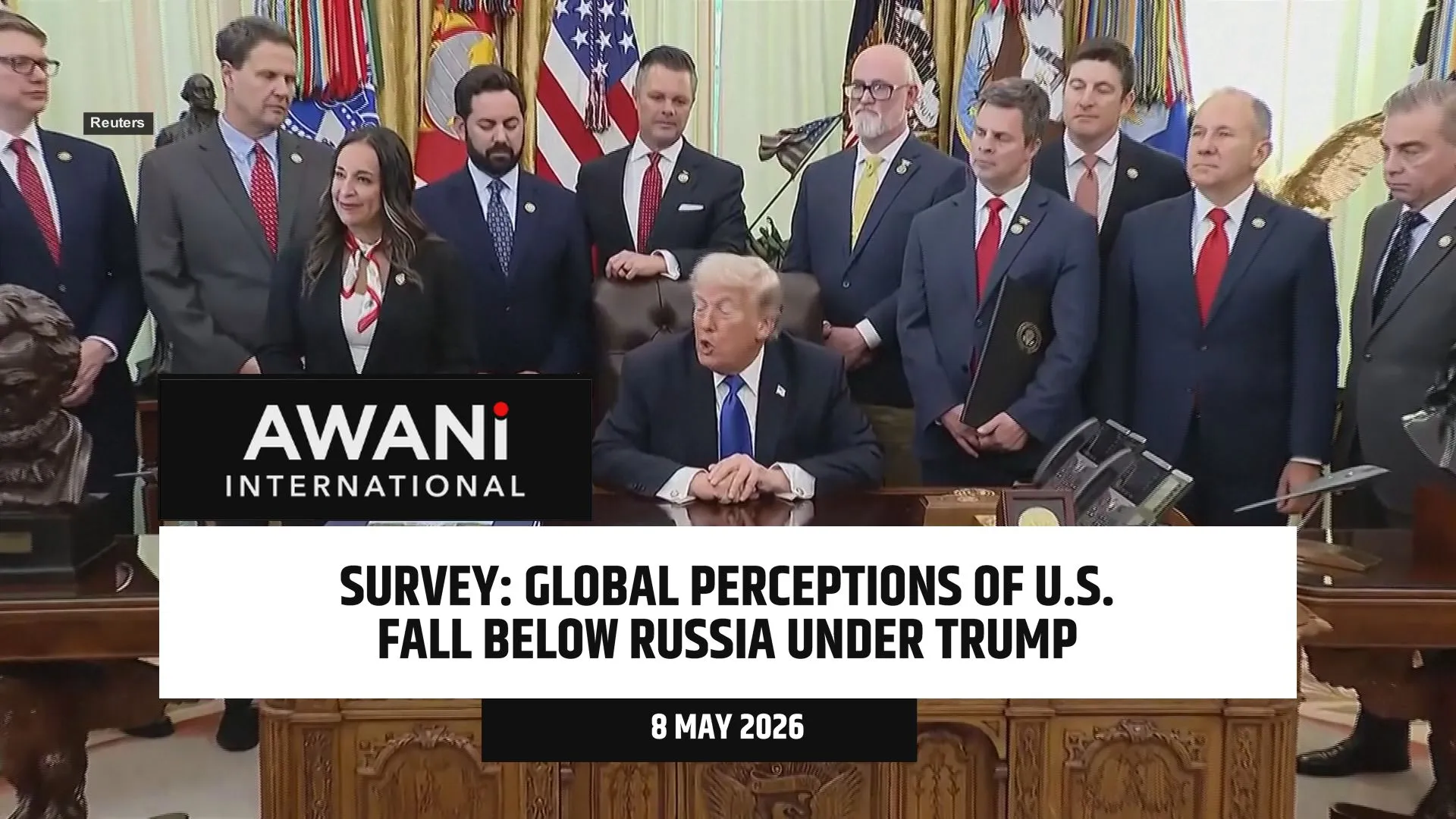 Global survey found perceptions of U.S. fall below Russia under Trump