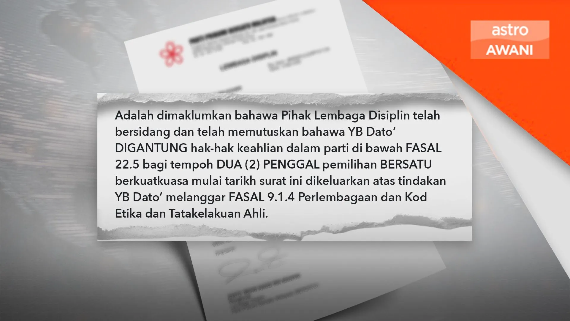 Bersatu pecat dua ADUN gantung lima Ahli Parlimen