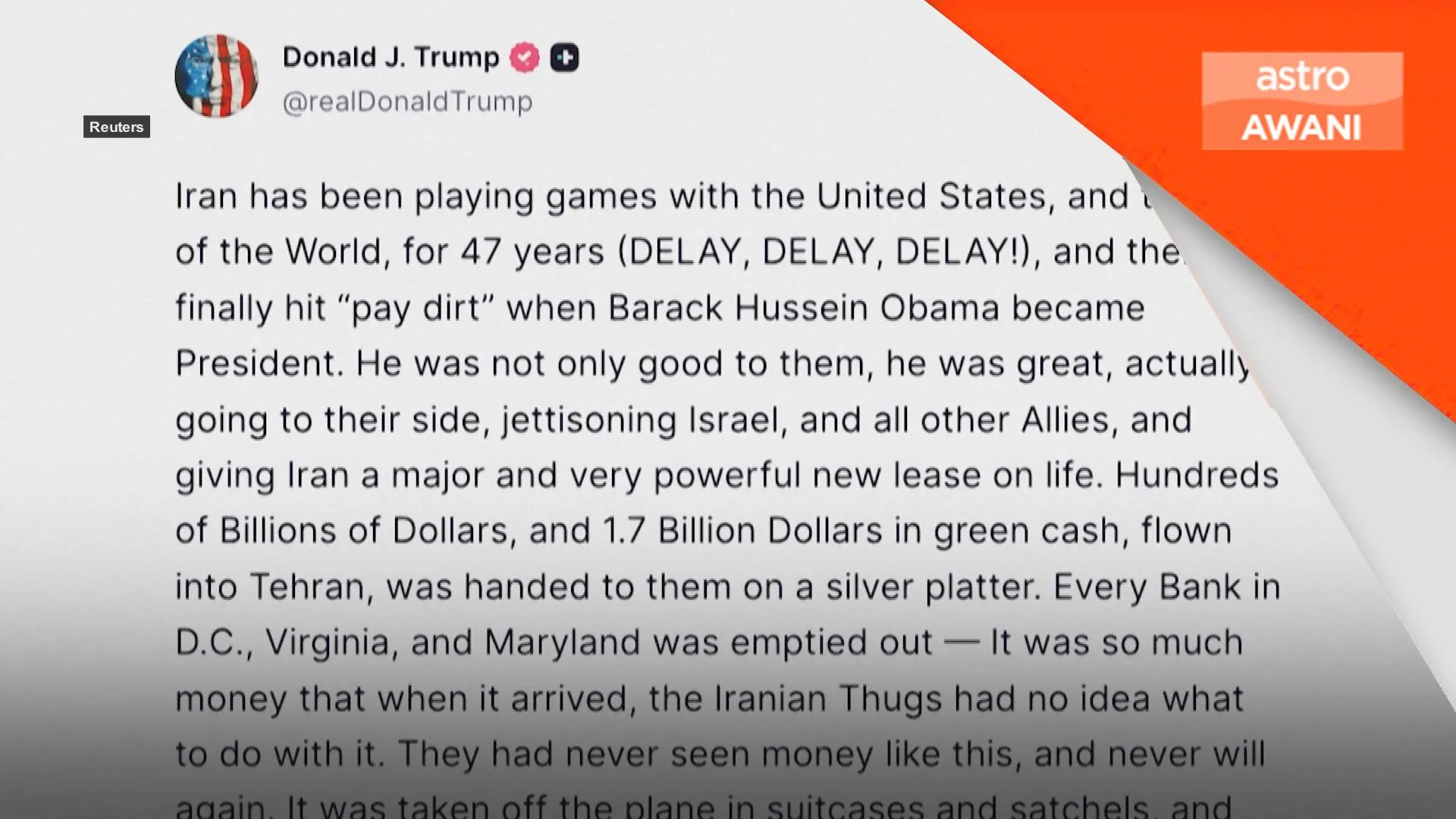 Trump Kecam Iran, Salahkan Kepimpinan Era Obama