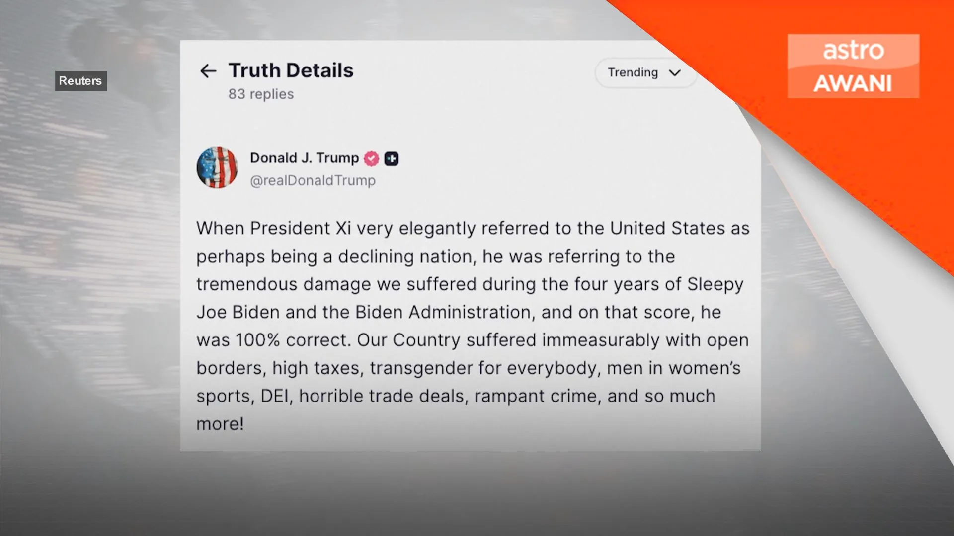 Trump harap hubungan AS-China lebih kukuh