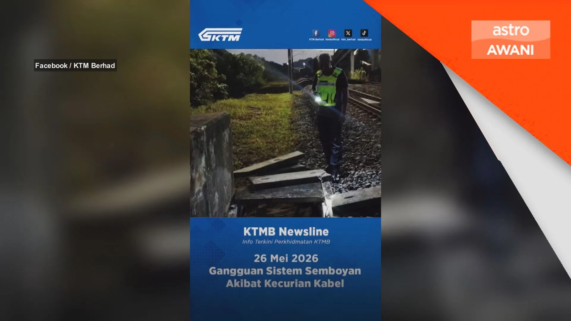 Kecurian kabel : Punca kelewatan perkhidmatan ETS, KTM Komuter Utara