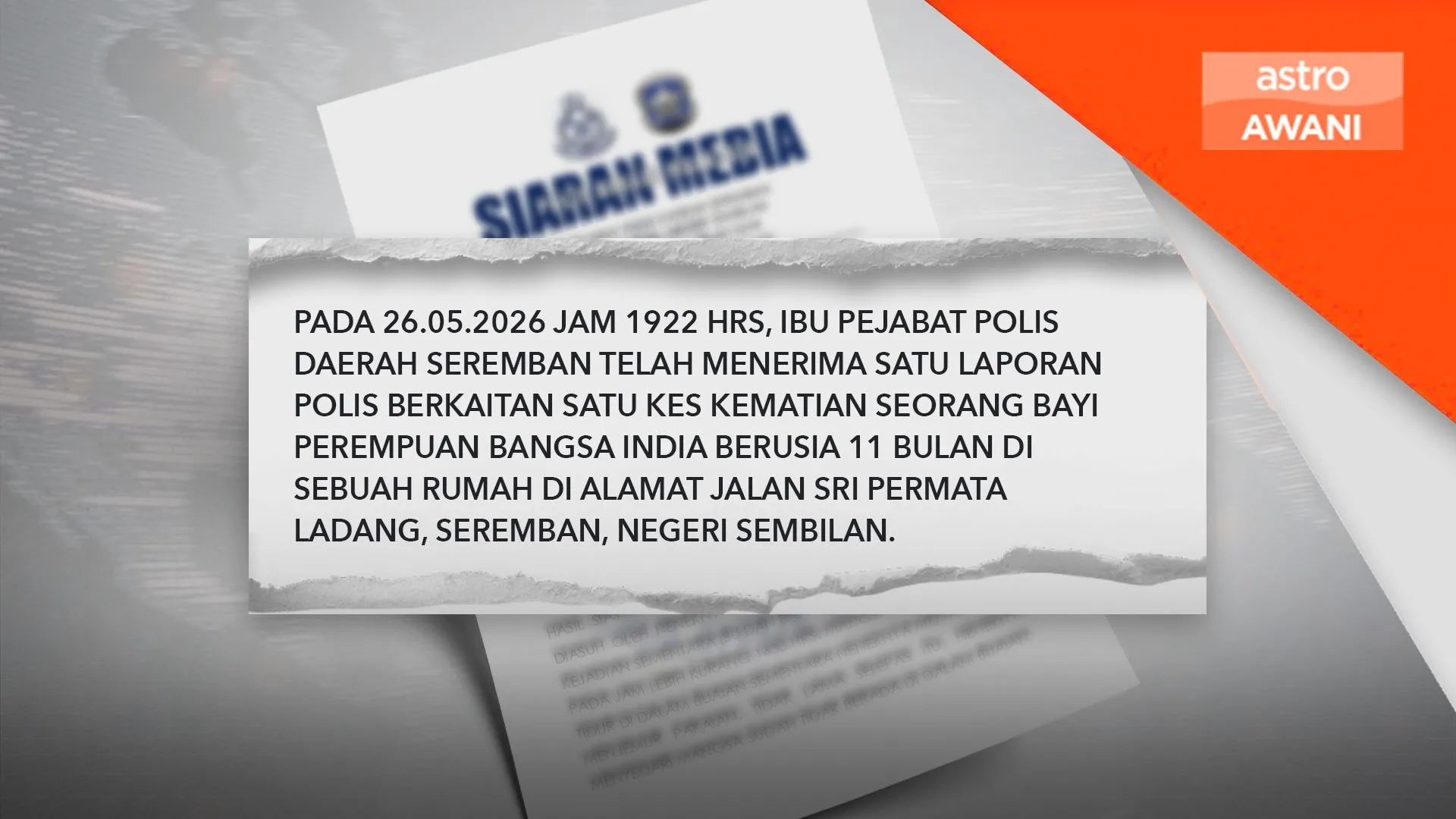 Bayi 11 bulan lemas dalam baldi air sabun