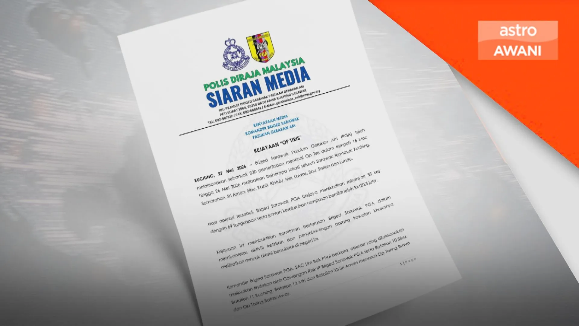 PGA Sarawak rampas diesel bersubsidi RM1.8 juta