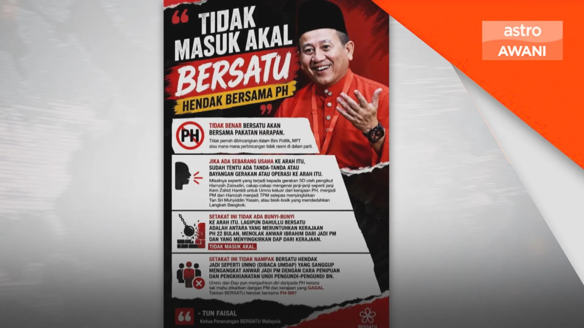 Tidak pernah bincang bersatu mahu sertai PH - Tun Faisal
