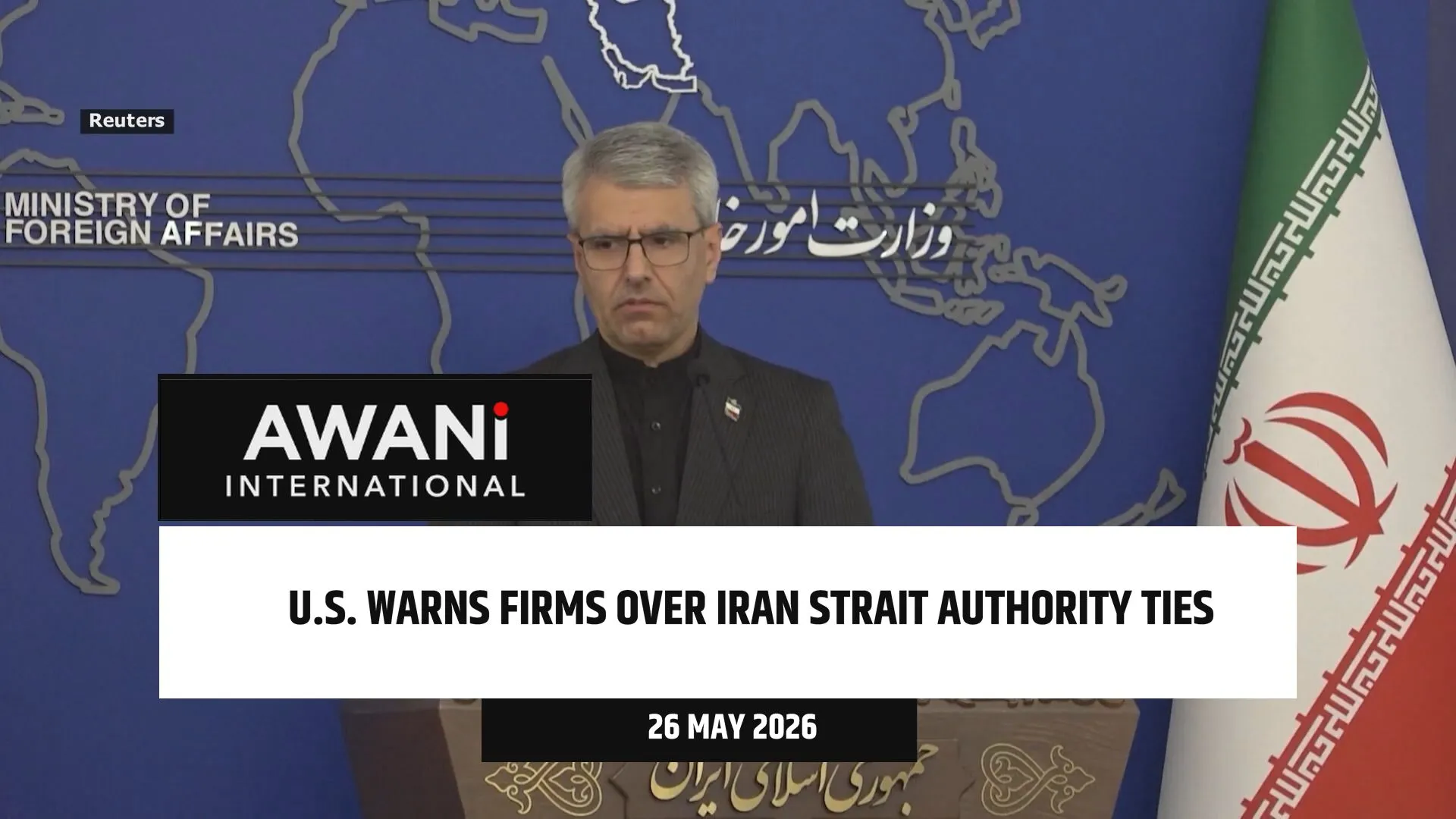 U.S. warns firms over Iran strait authority ties