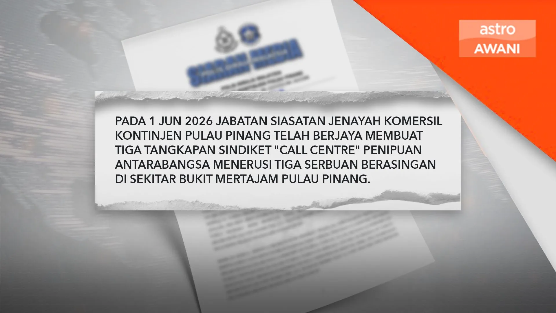Polis tumpas tiga sindiket penipuan antarabangsa