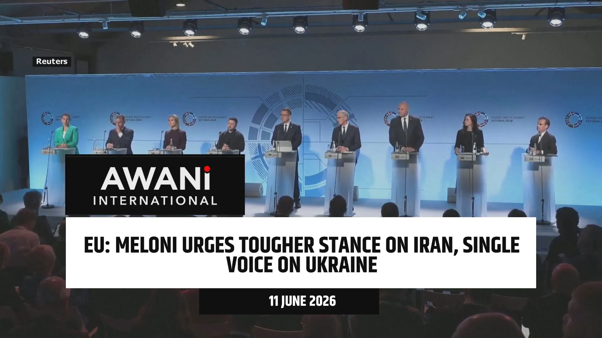 Meloni urges tougher stance on Iran, single voice on Ukraine