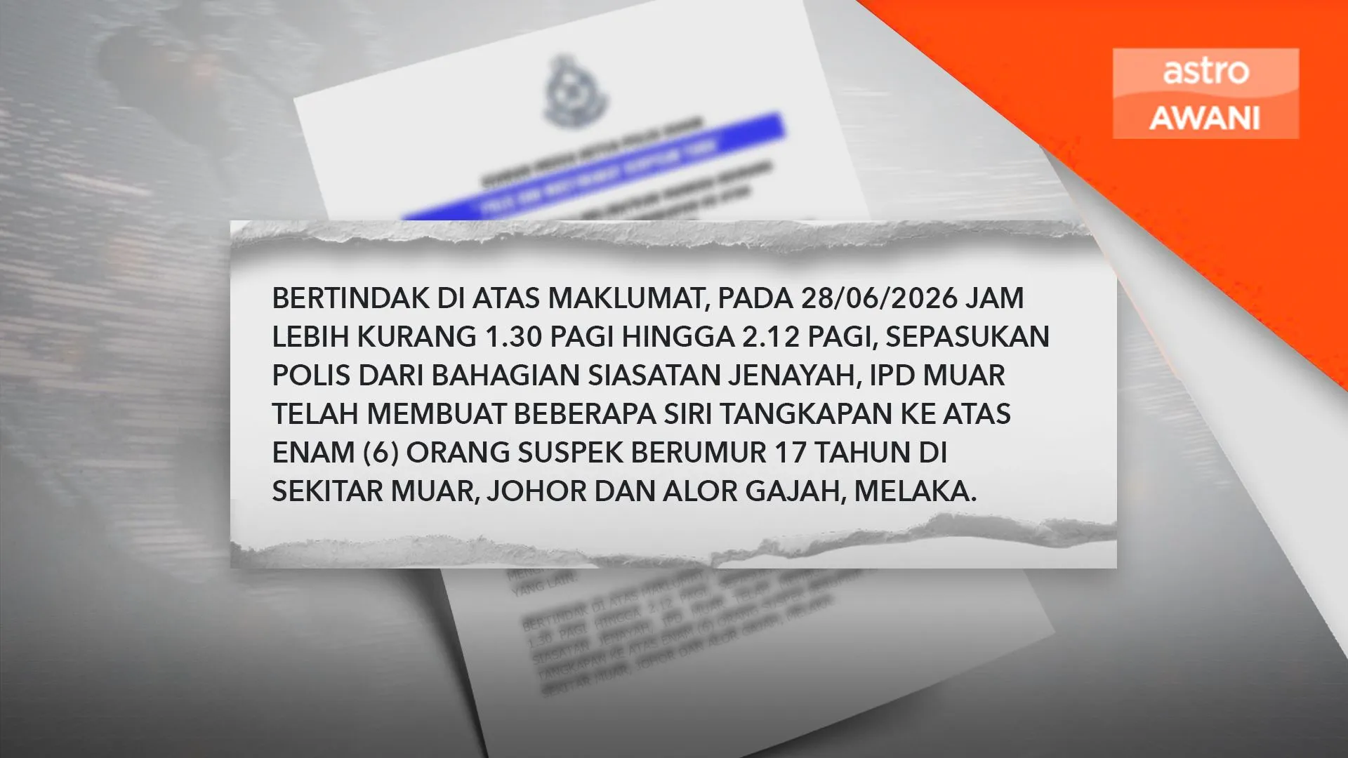 Enam pelajar lelaki ditahan kes buli di Muar