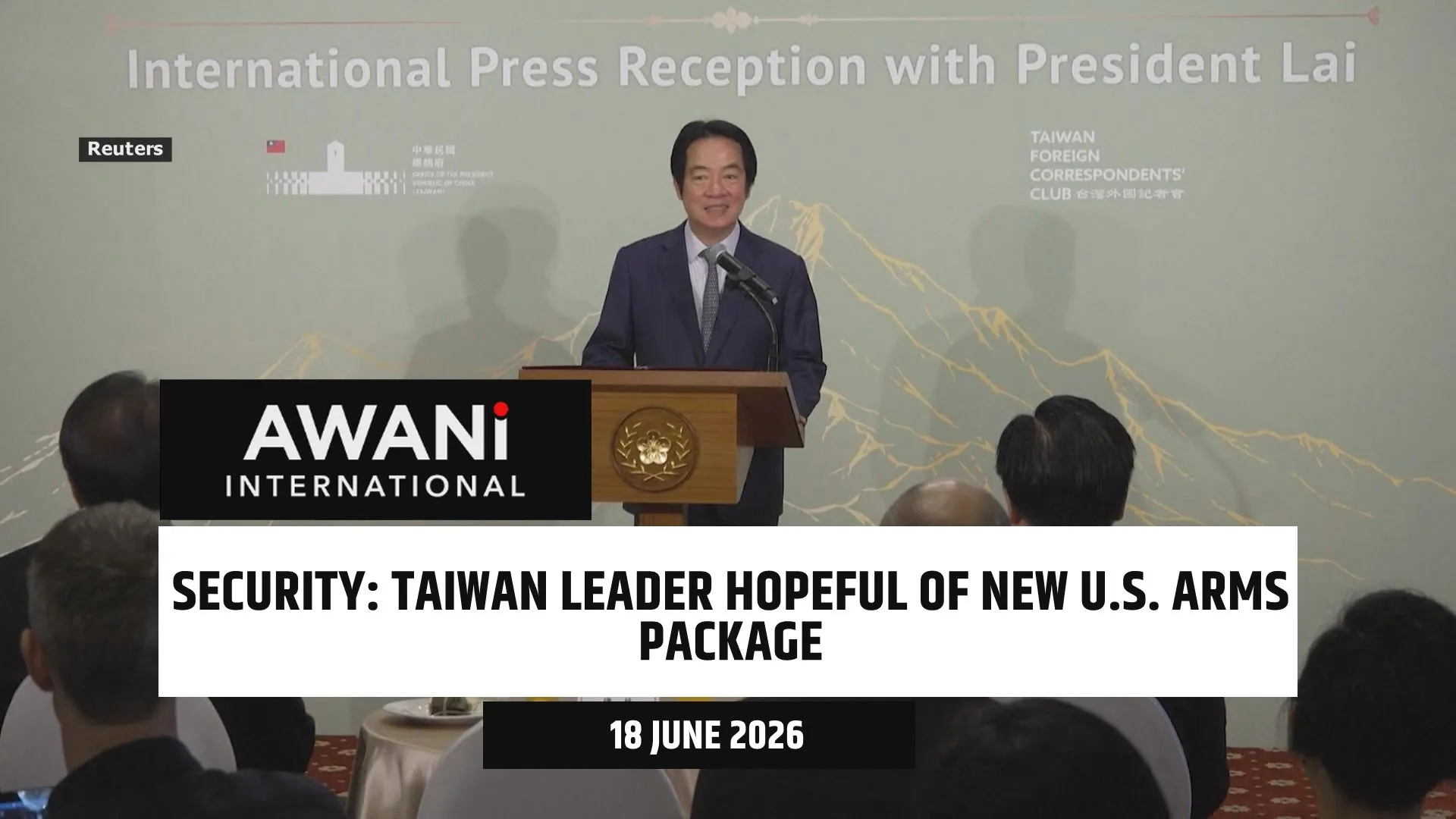 Taiwan leader hopeful of new U.S. arms package