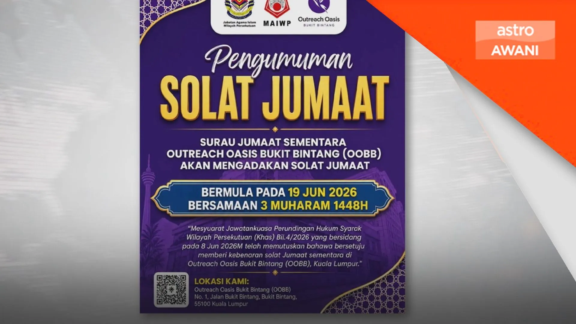 Solat Jumaat kini dibolehkan di Bukit Bintang