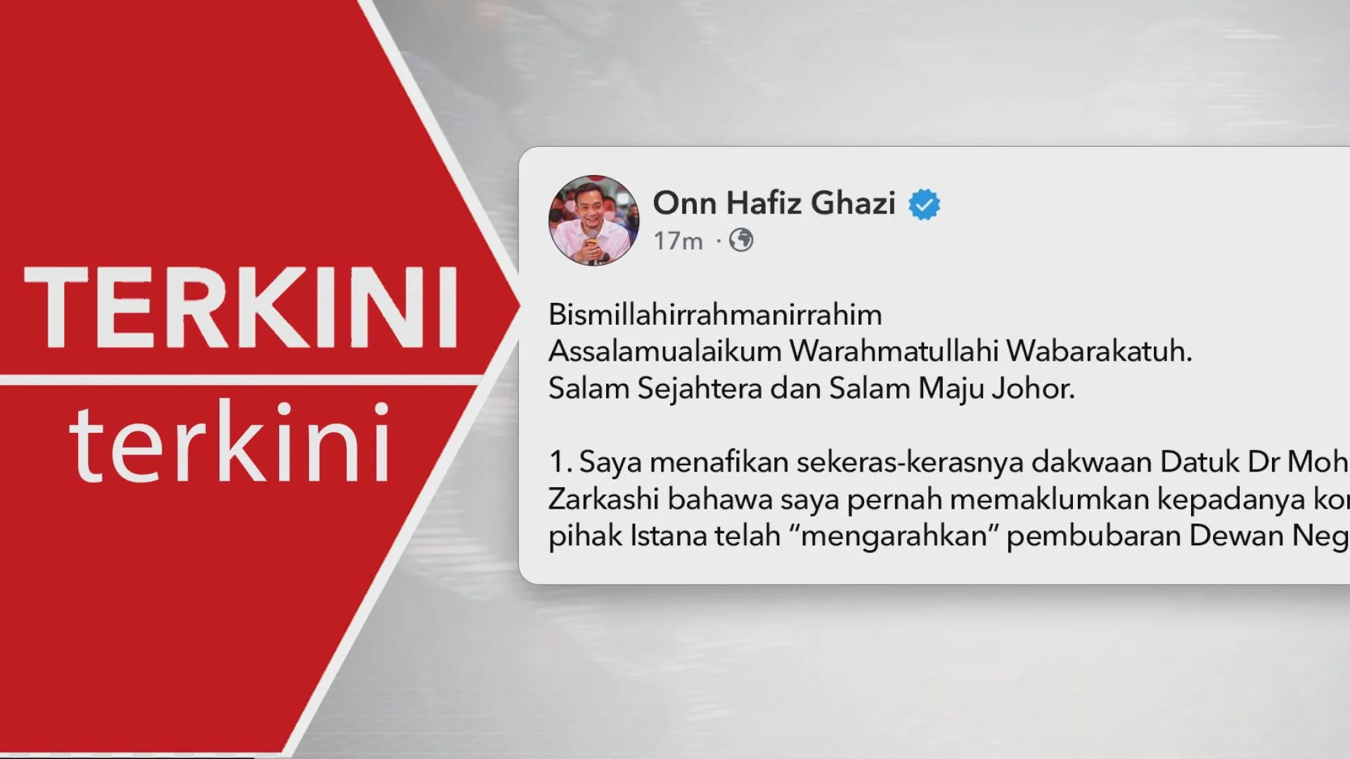 Onn Hafiz nafi dakwaan Puad, UMNO Johor buat laporan polis