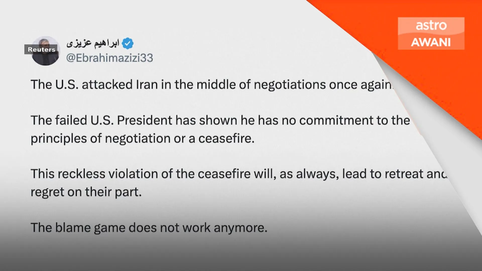 Iran dakwa AS langgar gencatan senjata ketika rundingan