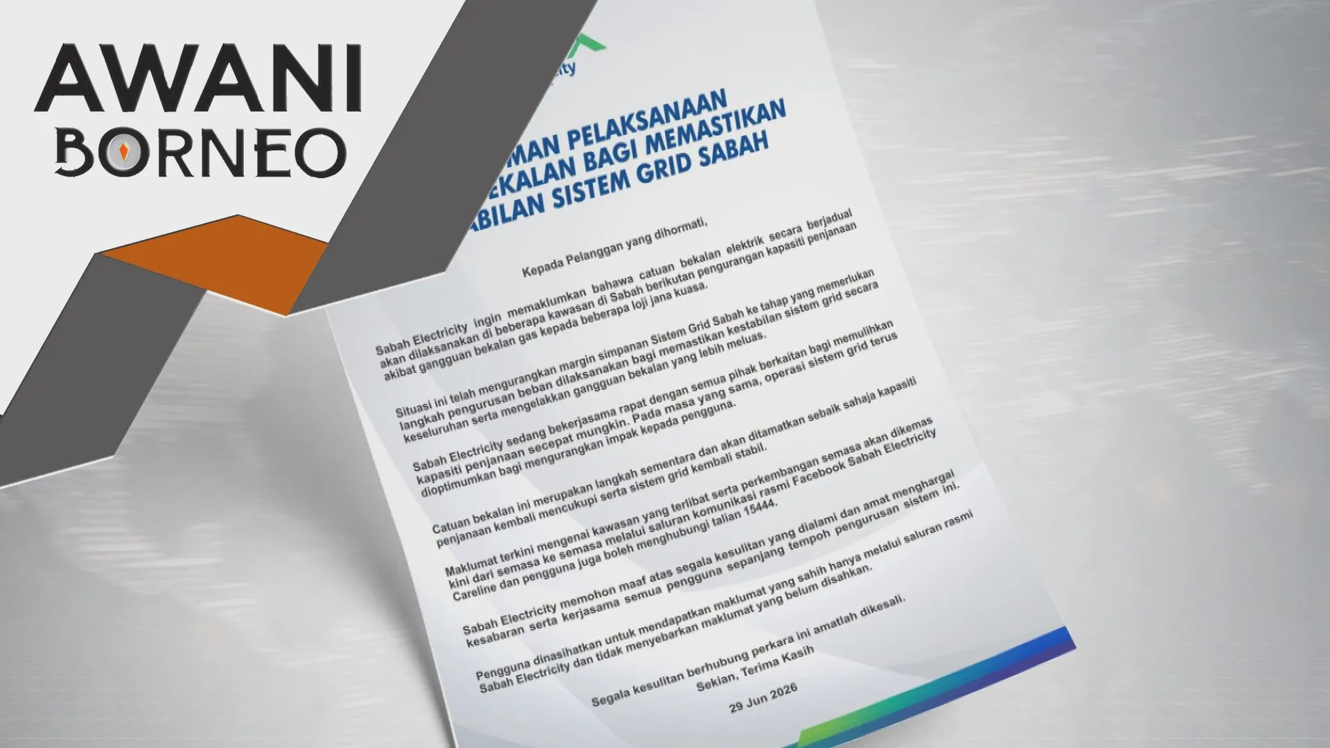 Sabah Electricity laksana catuan di beberapa kawasan
