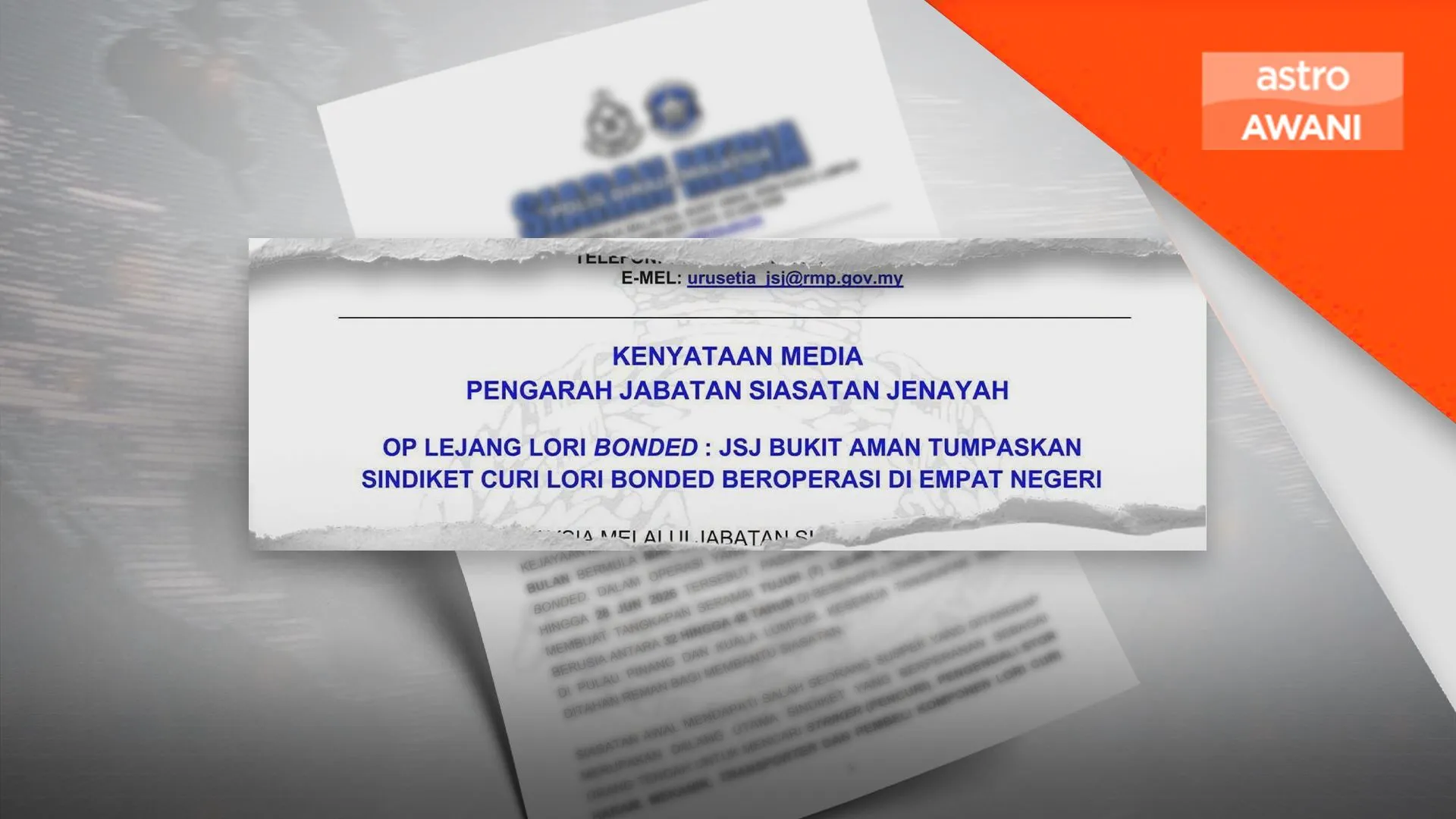 PDRM tumpas sindiket curi lori bonded, tujuh ditahan
