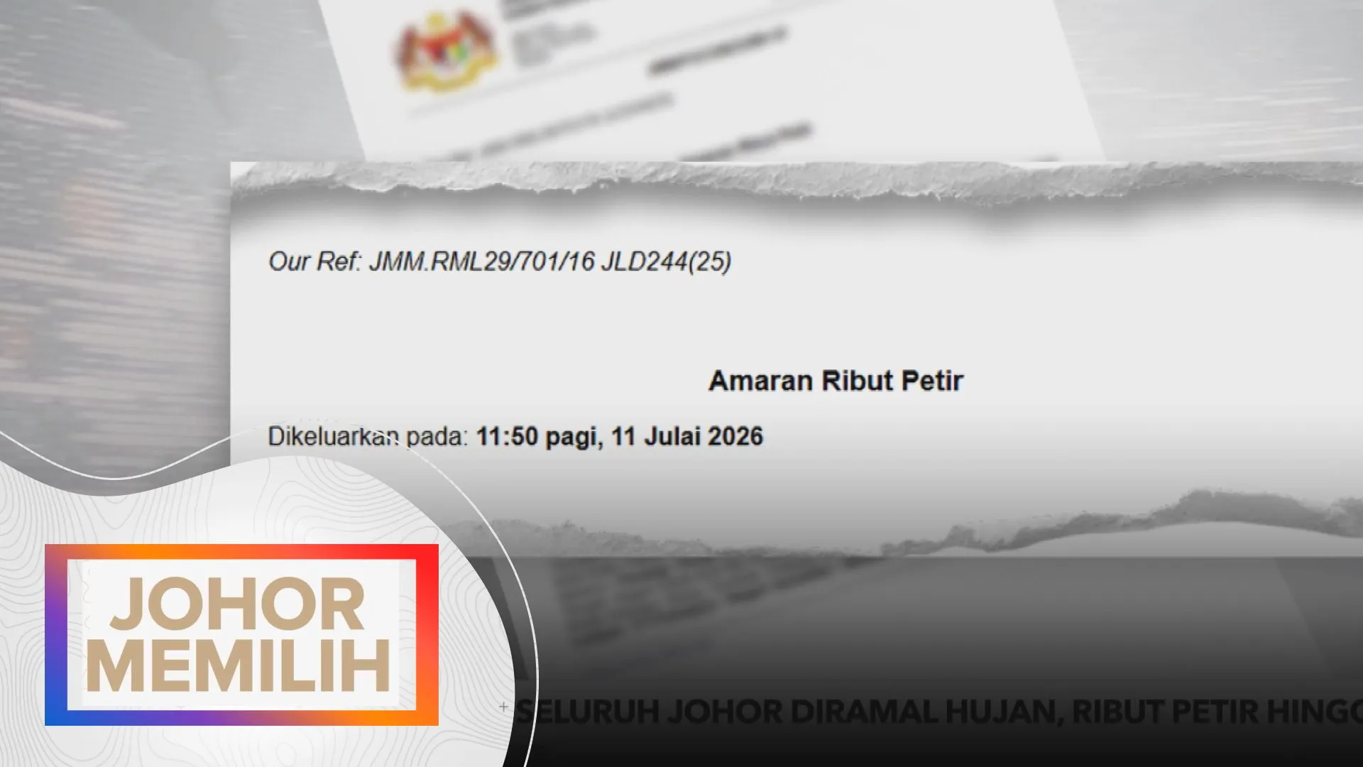 Johor Memilih: Seluruh Johor diramal hujan, ribut petir hingga 3 petang