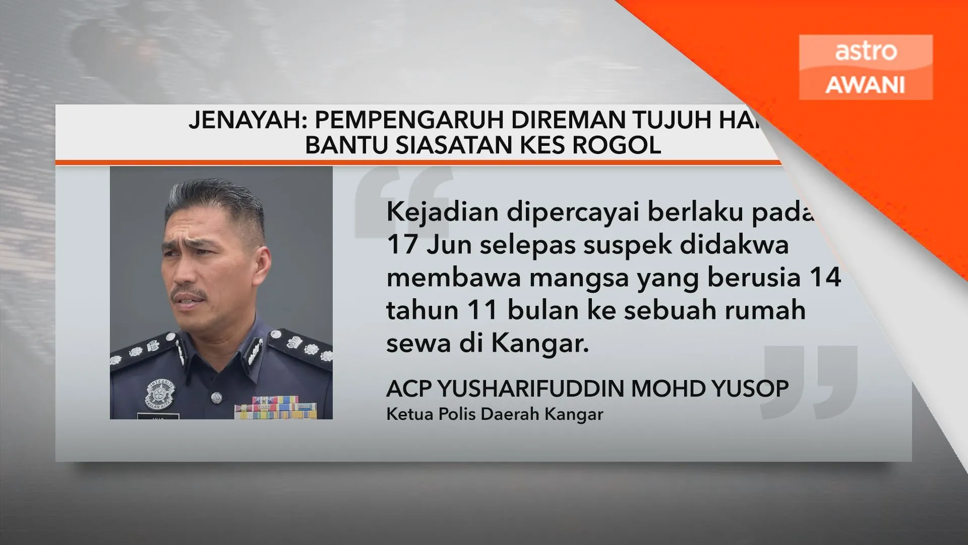 Jenayah: Pempengaruh direman tujuh hari bantu siasatan kes rogol