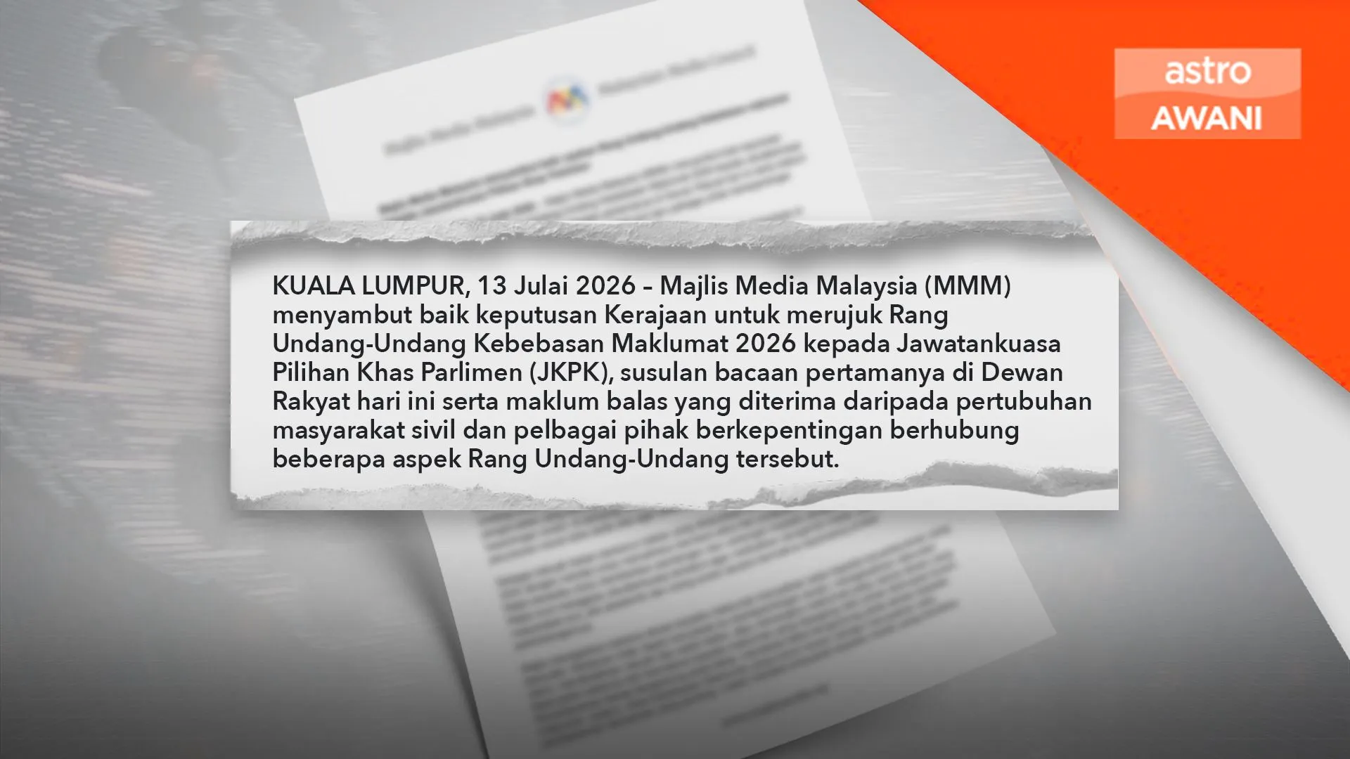 MMM sokong RUU Kebebasan Maklumat dirujuk kepada JKPK
