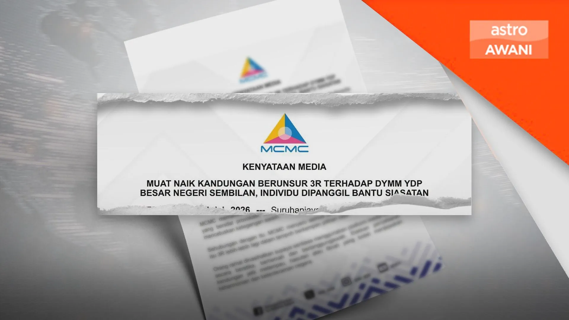 MCMC panggil individu bantu siasatan kes 3R