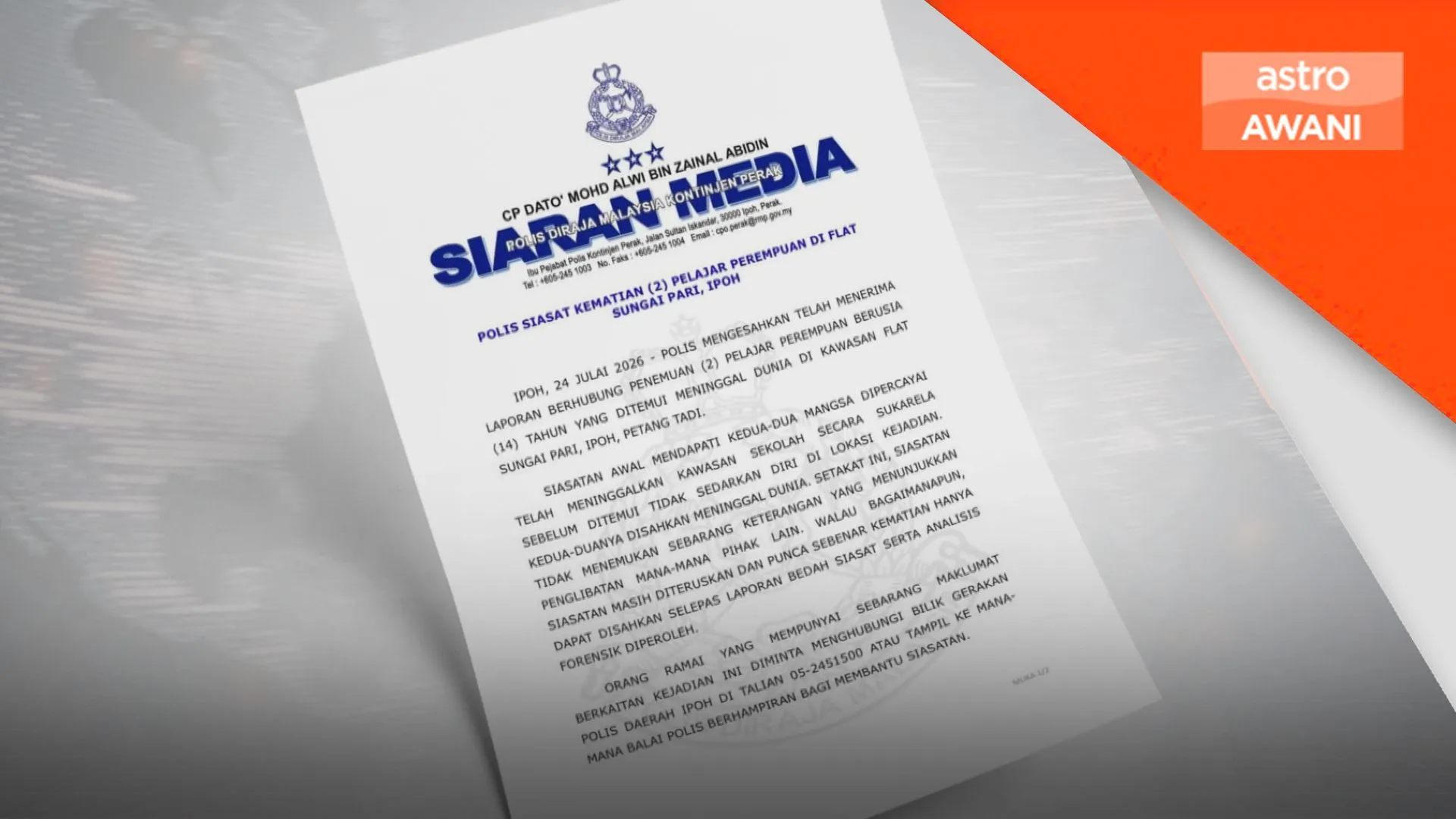 Tiada pihak lain terlibat, mangsa tinggal sekolah sendiri