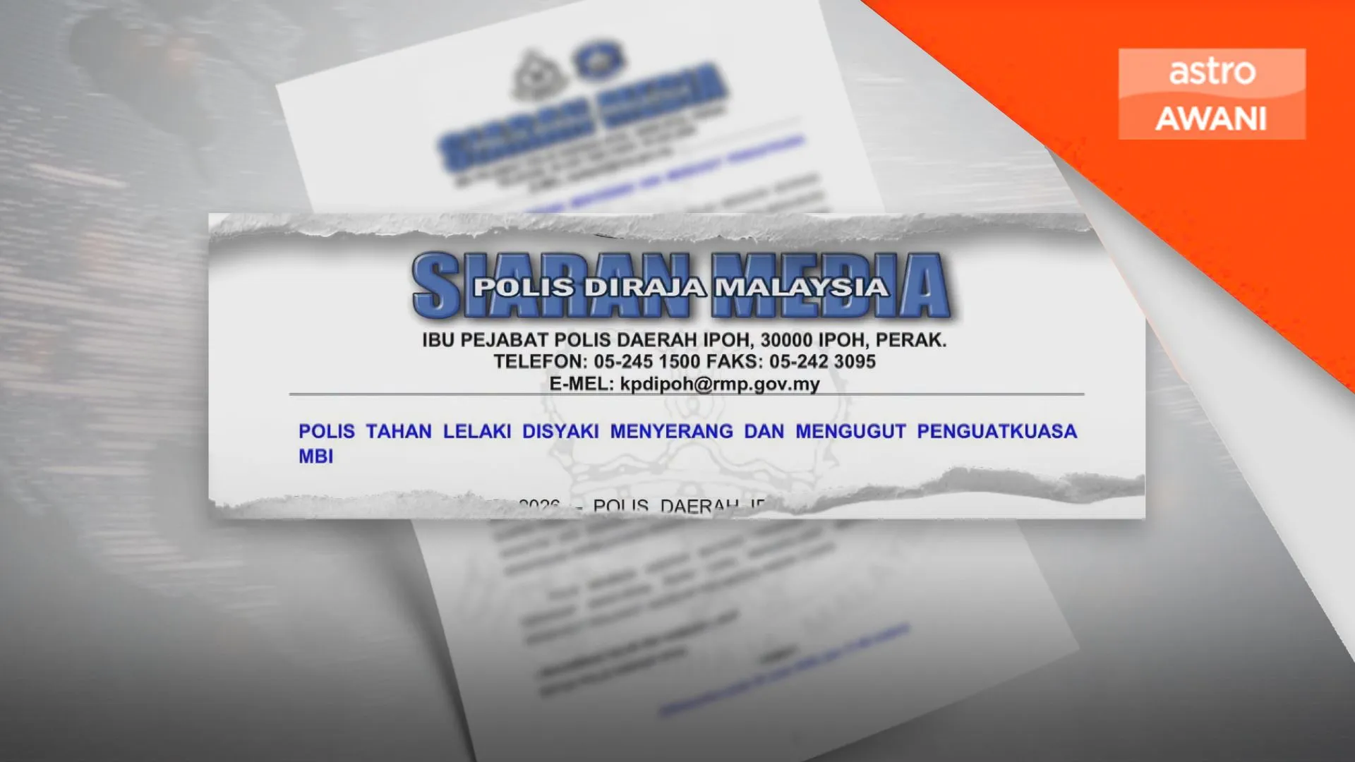 Lelaki ditahan selepas disyaki serang dan ugut penguat kuasa MBI