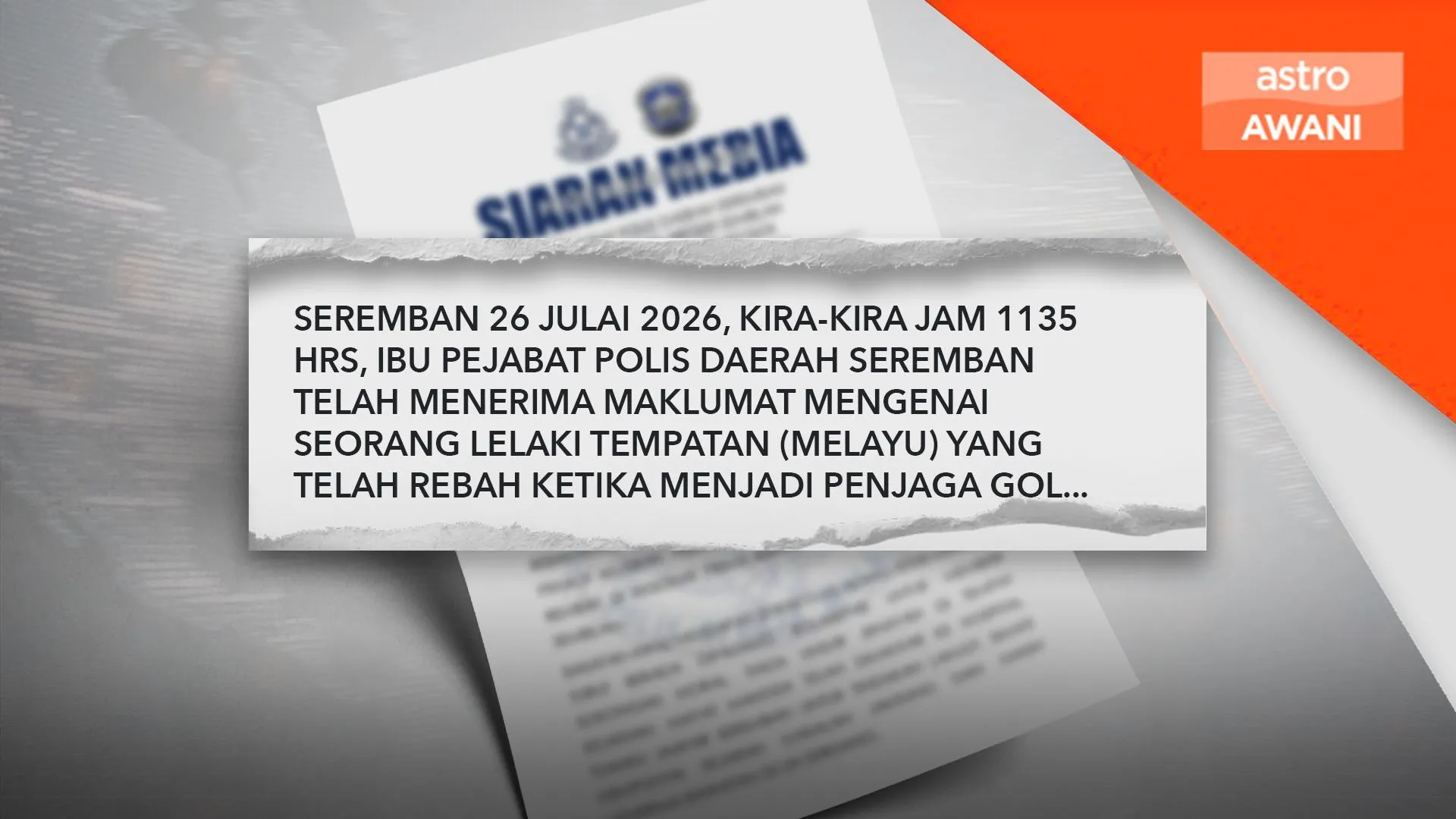 Lelaki meninggal dunia, rebah ketika perlawanan bola sepak