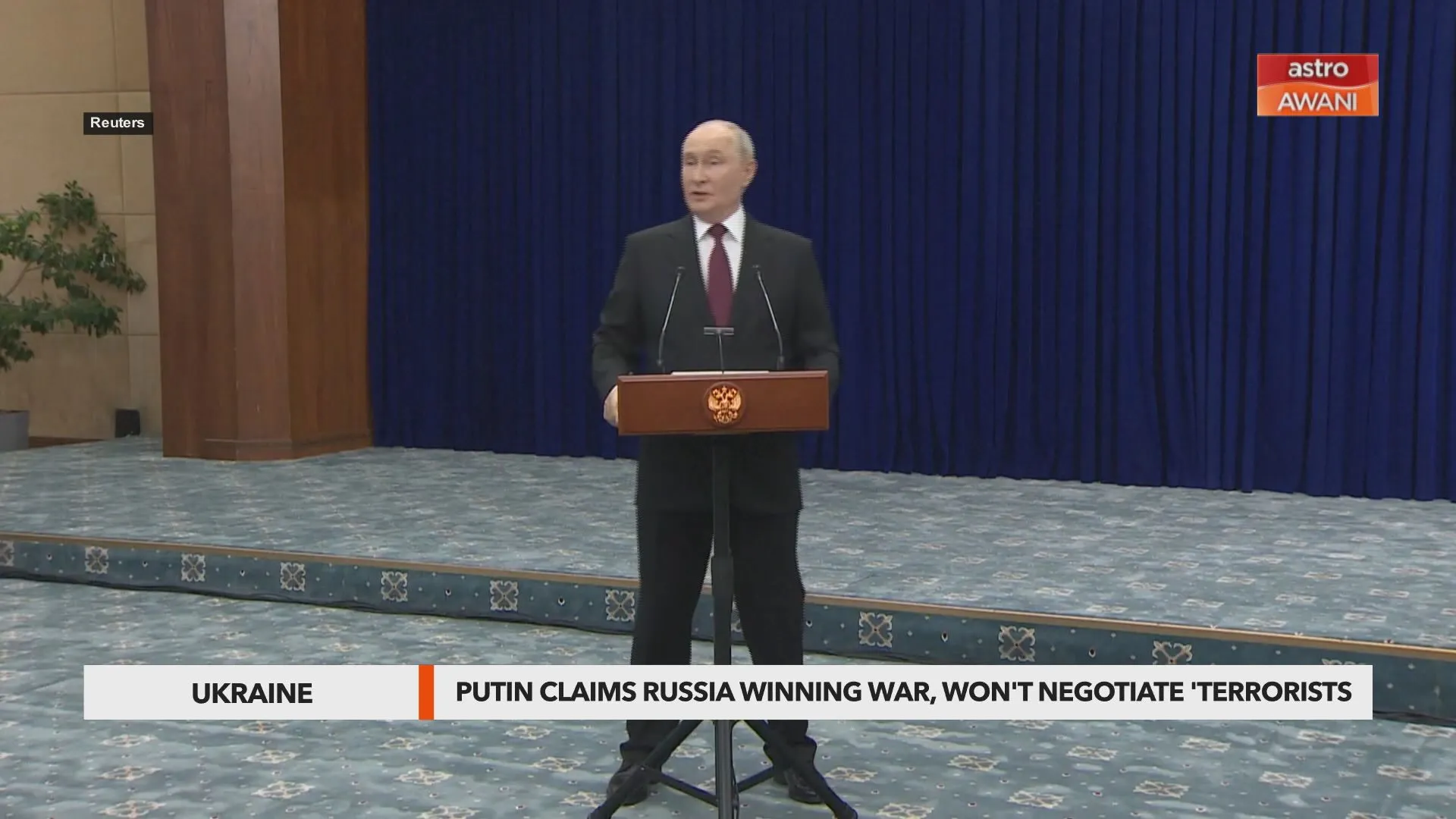 Ukraine: Putin claims Russia winning war, won't negotiate 'terrorists'