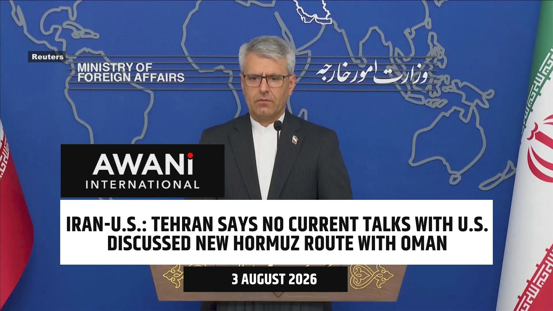 Iran says no current talks with U.S., discussed new Hormuz route with Oman