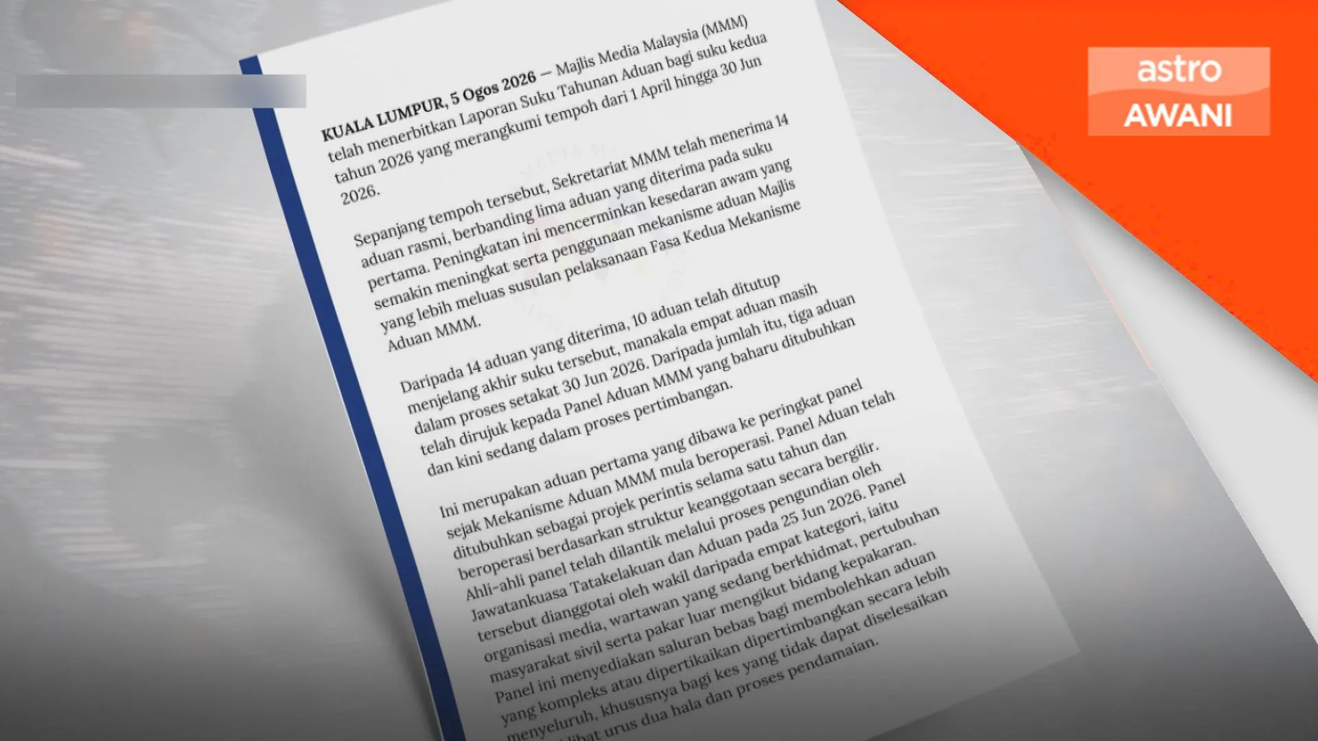 Tiga aduan media dirujuk kepada Panel Aduan MMM buat pertama kali