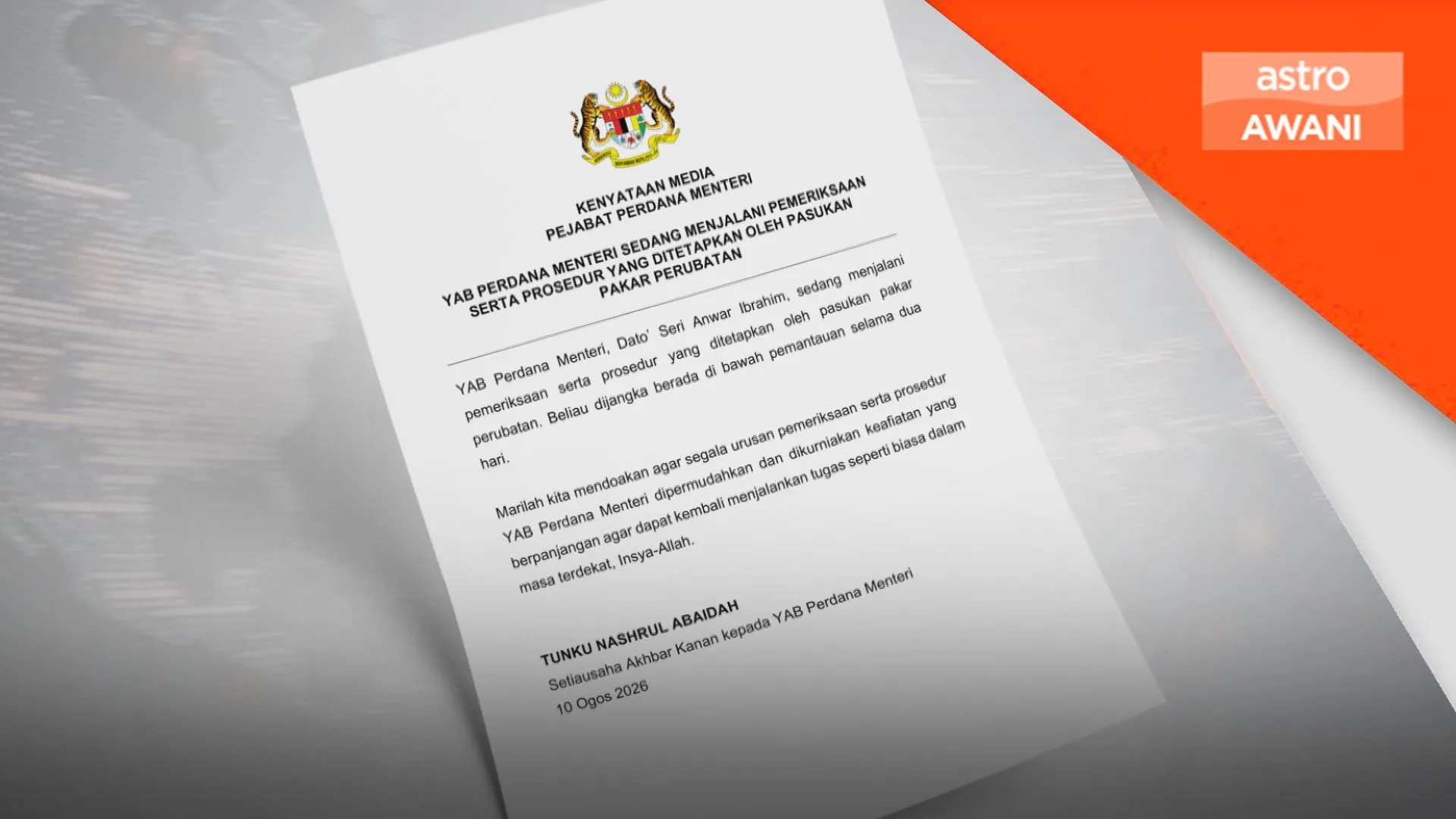Anwar Ibrahim jalani pemeriksaan perubatan, dipantau selama dua hari