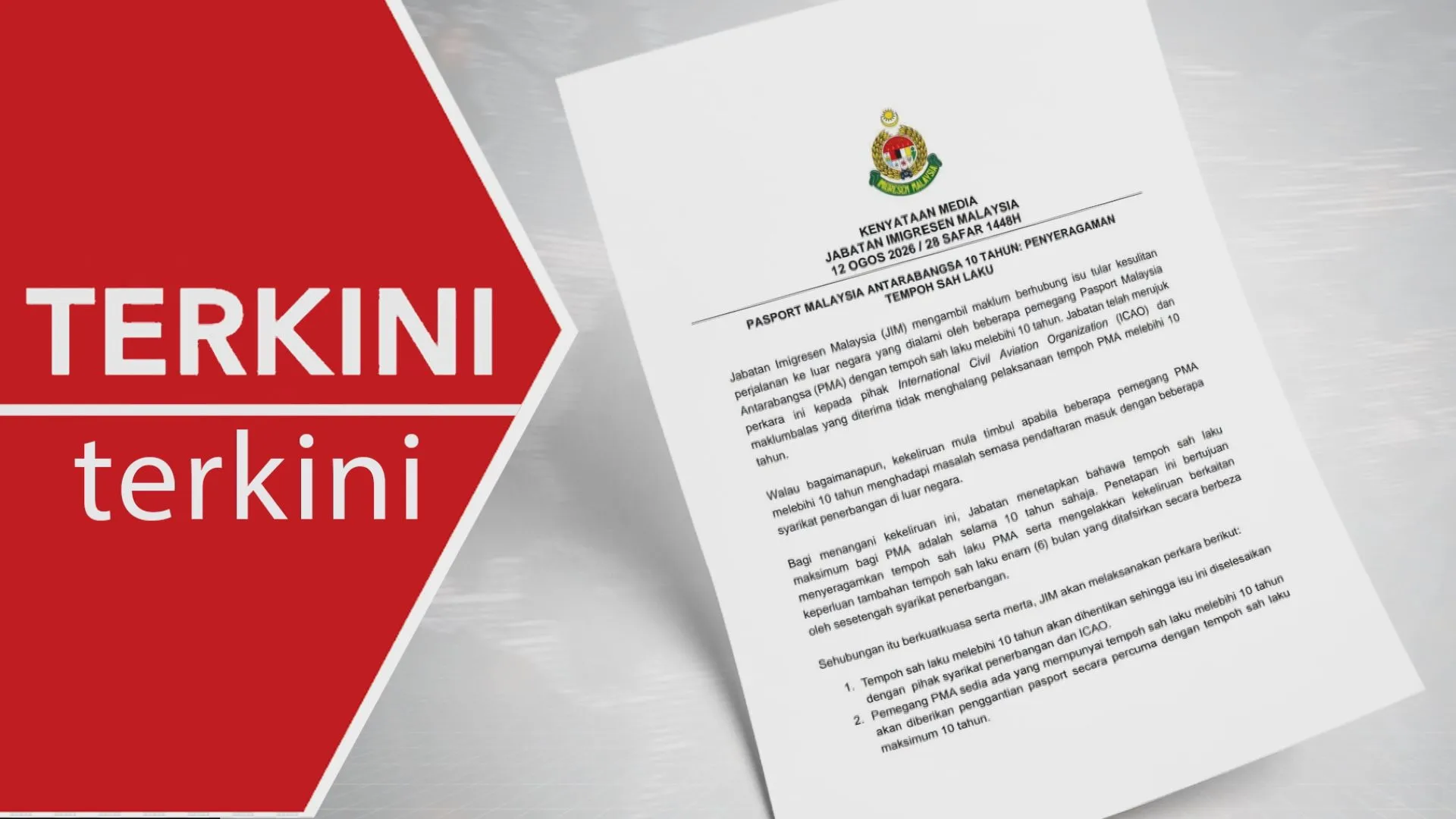 [TERKINI] Pengeluaran pasport lebih 10 tahun dihentikan
