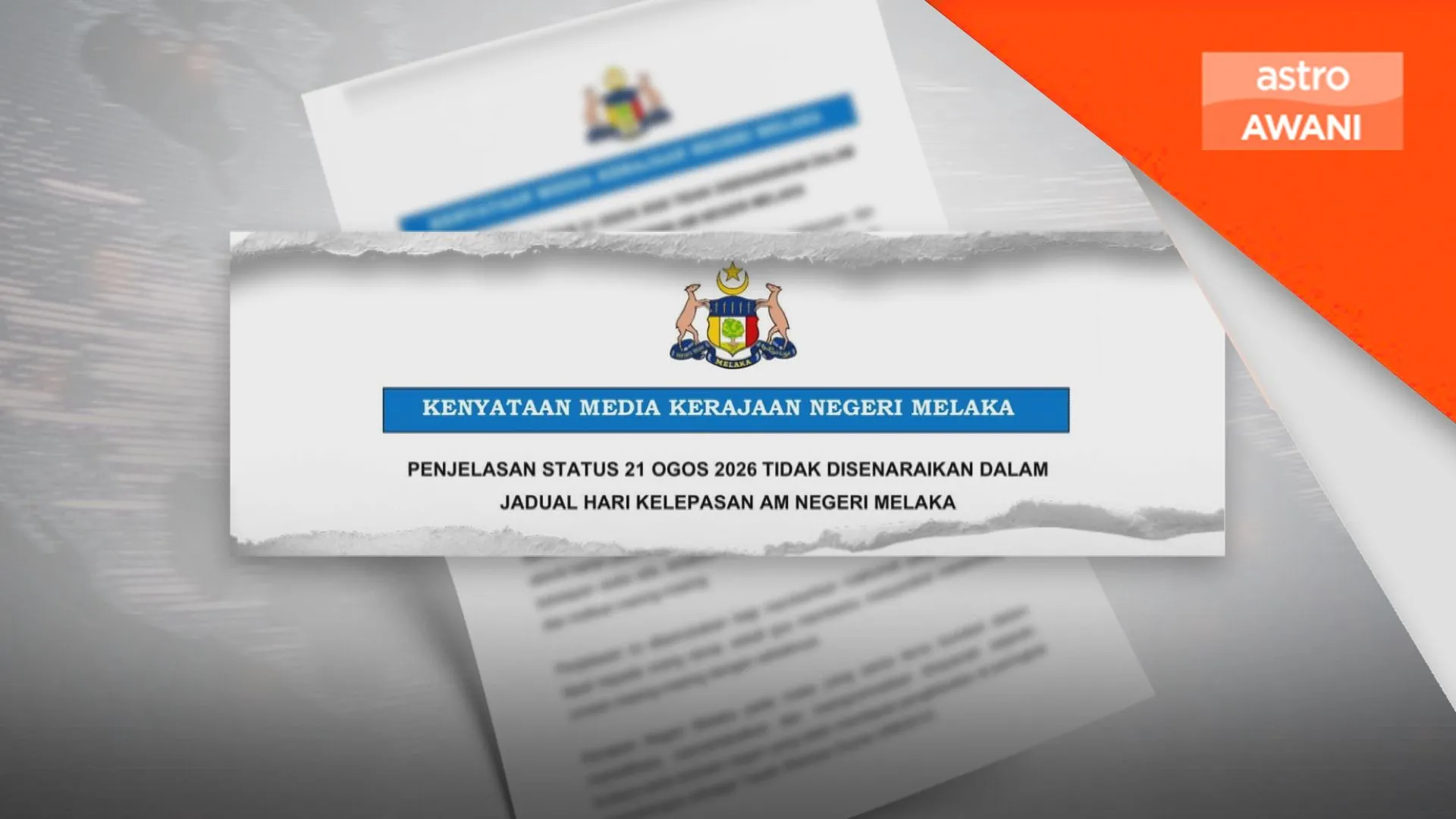 Tarikh 21 Ogos bukan hari kelepasan am Melaka