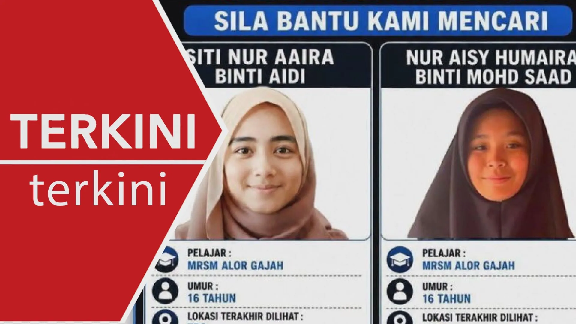 [TERKINI] Dua pelajar MRSM Alor Gajah ditemukan selamat