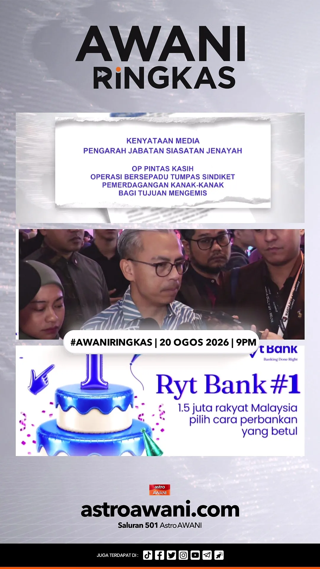 #AWANIRingkas 20 Ogos 2026 | 9PM