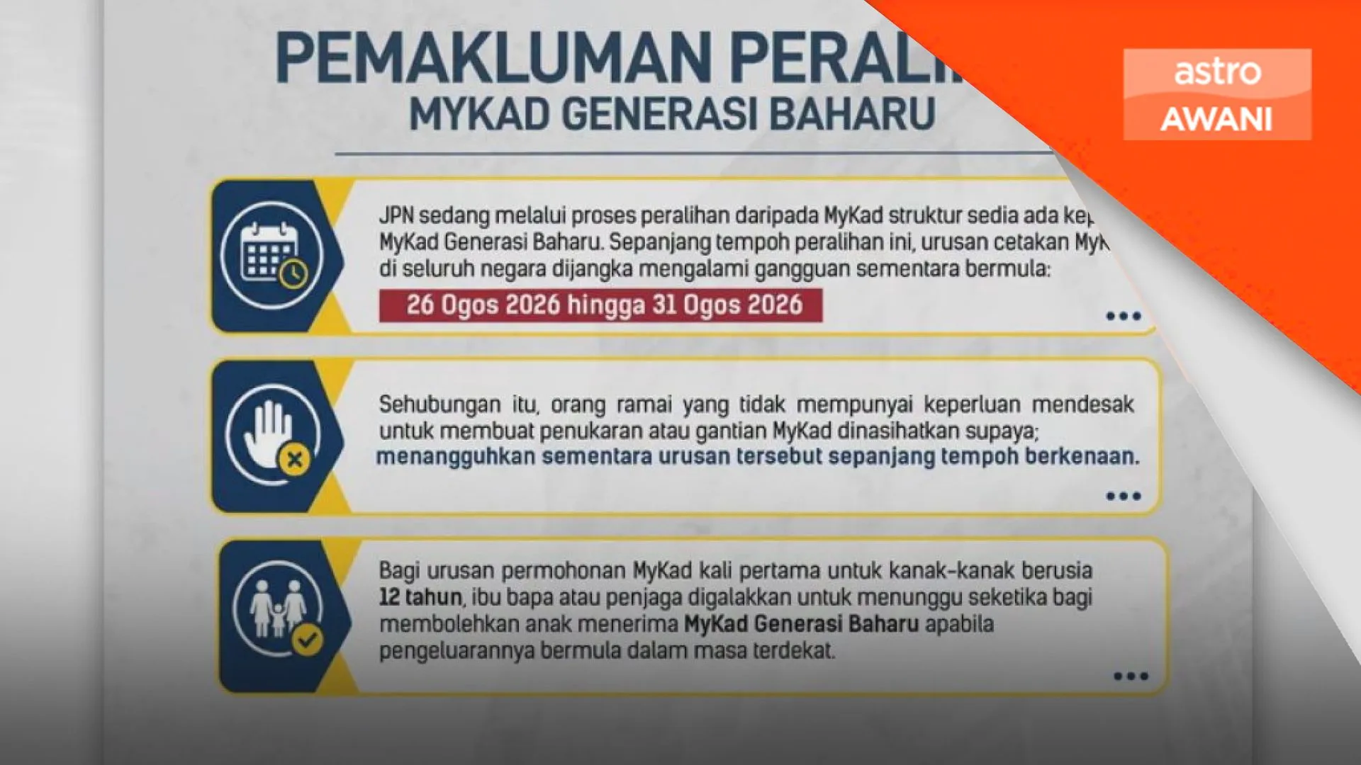Gangguan cetakan MyKad dijangka bermula esok susulan peralihan generasi baharu