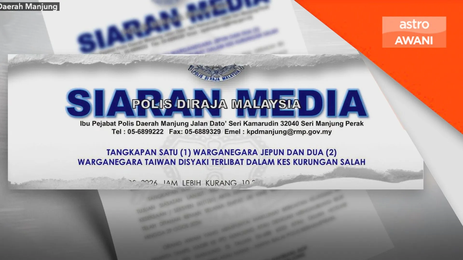 Tiga lelaki ditahan disyaki salah kurung seorang warga China