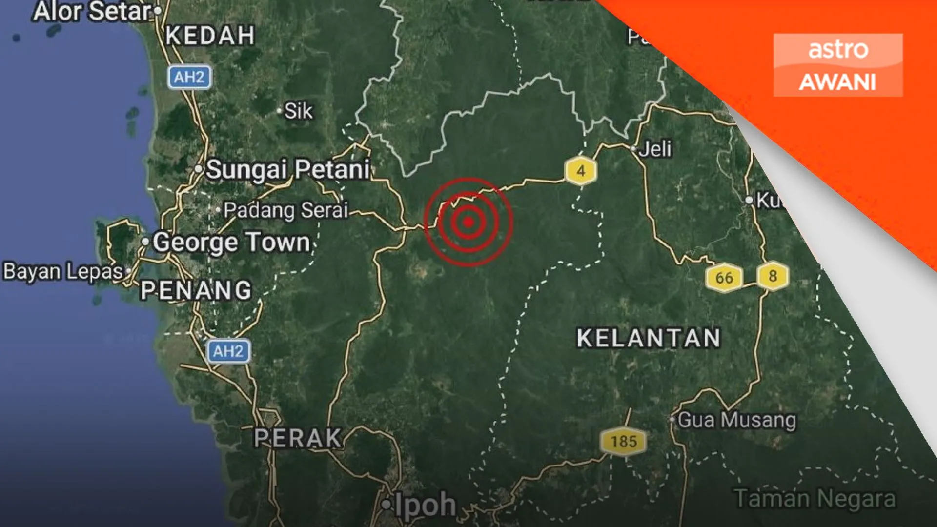 Gempa bumi lemah magnitud 3.4 gegar Temenggor, Gerik