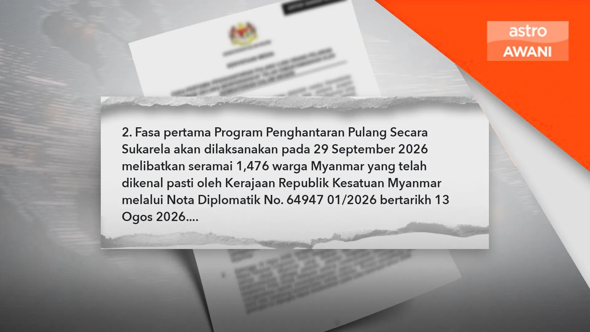 1,476 warga Myanmar bakal dihantar pulang secara sukarela