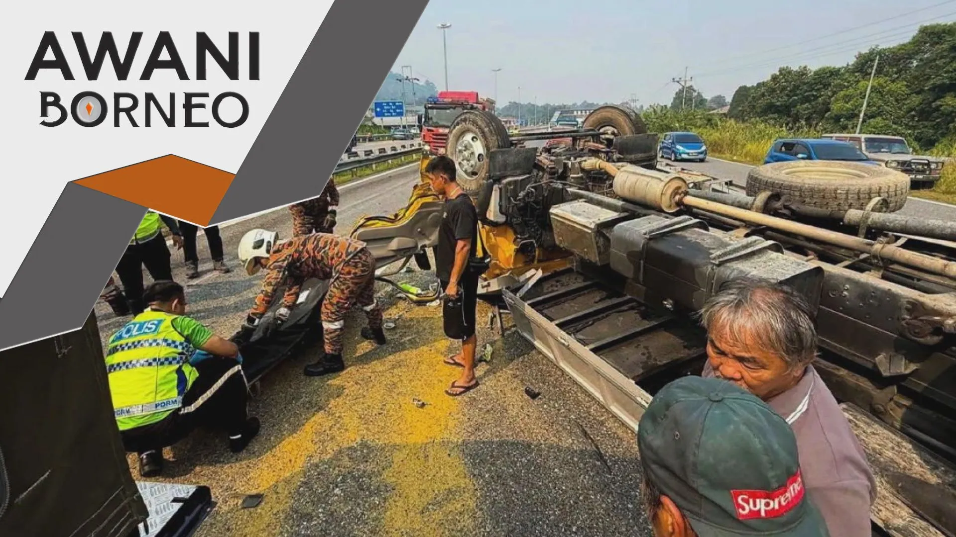 Seorang maut dalam kemalangan dua lori di Serian