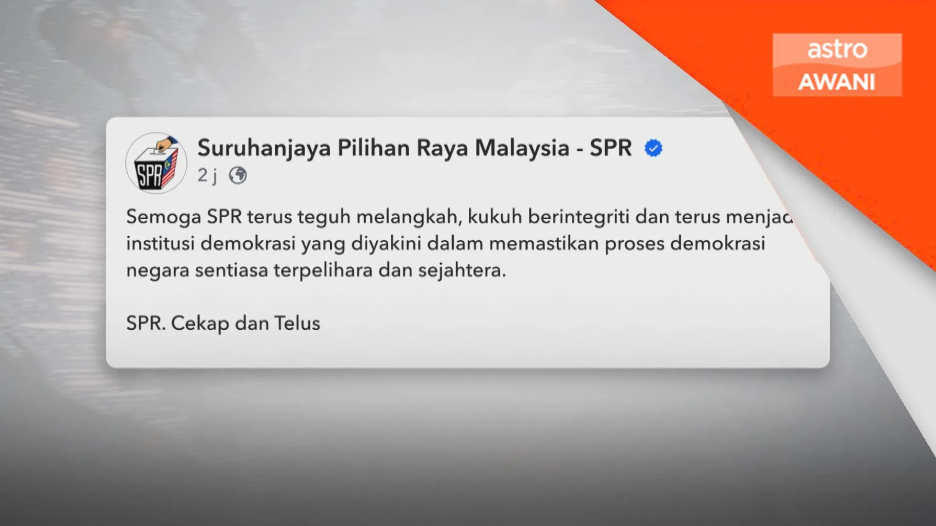SPR 69 tahun: Komited pelihara proses demokrasi