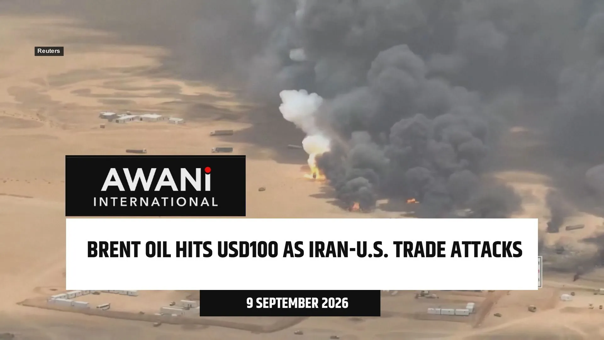 Brent oil hits USD100 as Iran-U.S. trade attacks