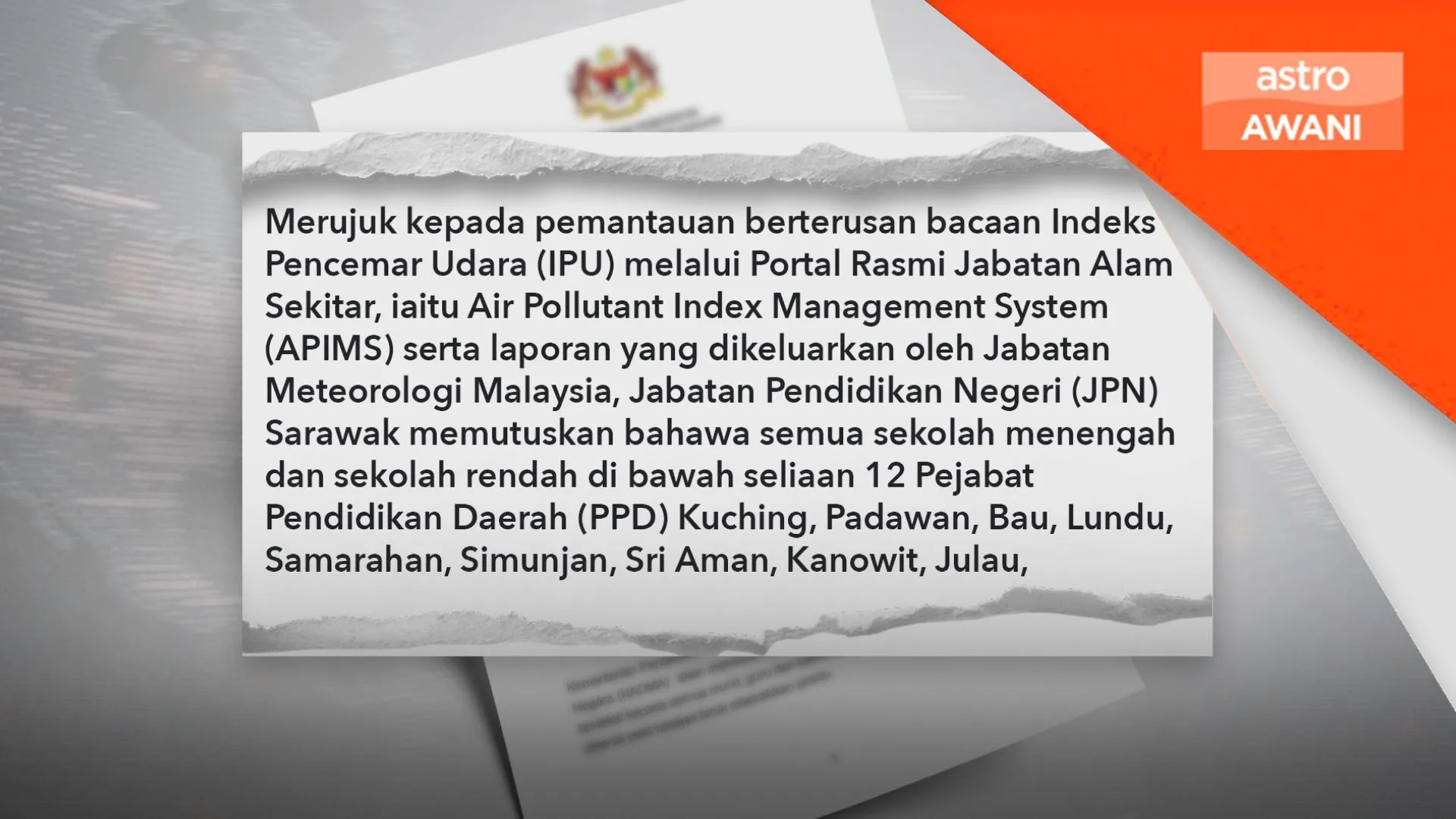 12 PPD Sarawak buka semula sekolah, 2 daerah masih ditutup
