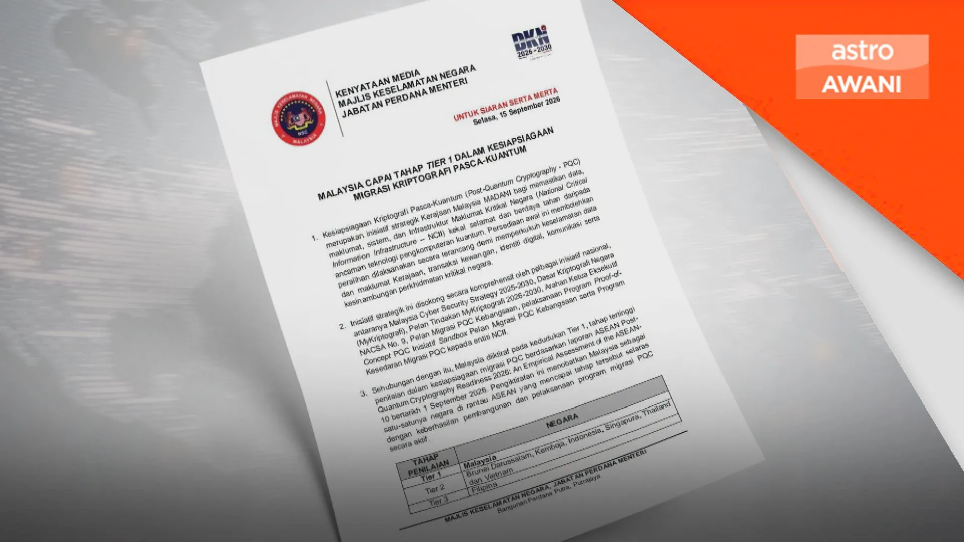 Malaysia satu-satunya negara ASEAN capai Tier 1 PQC