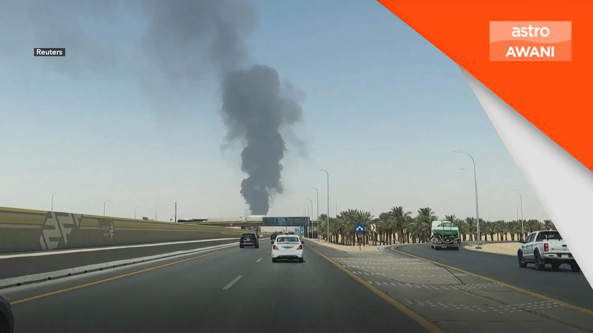 Konflik Asia Barat: Asap tebal kelihatan berhampiran Lapangan Terbang Riyadh