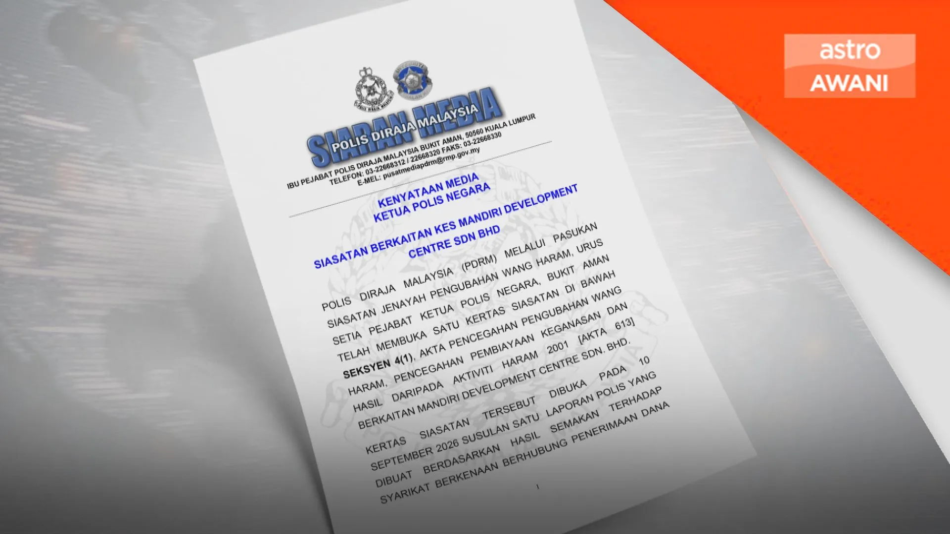 Polis buka kertas siasatan, tahan dua pengarah