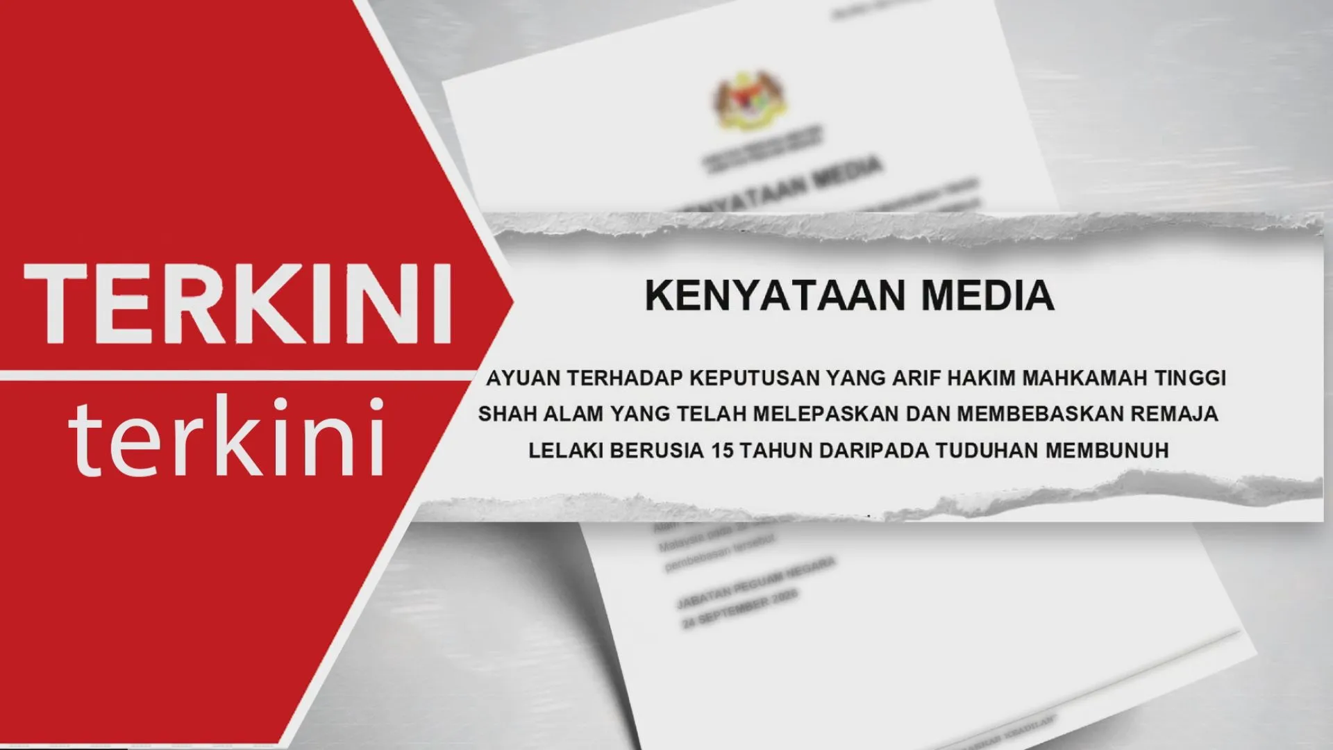 Jabatan Peguam Negara rayu pembebasan remaja 15 tahun