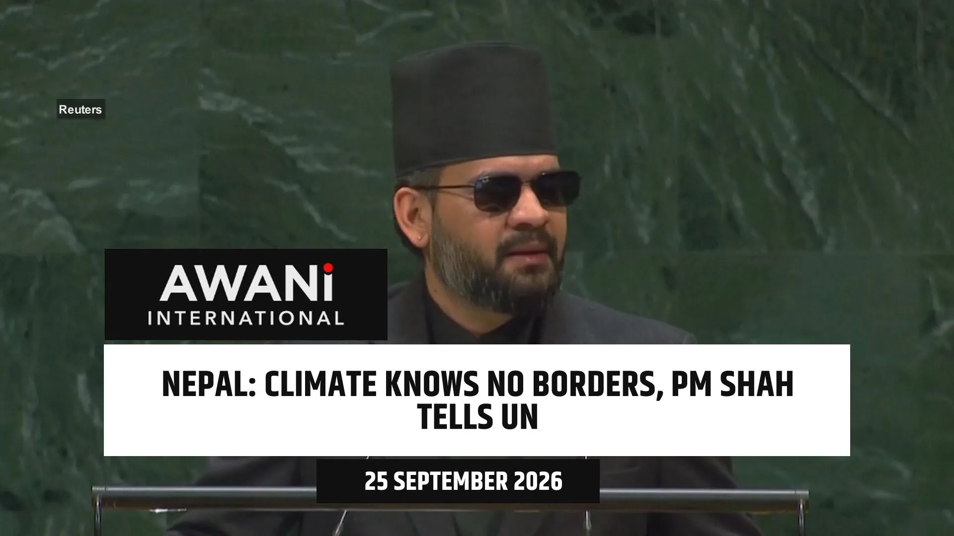 Nepal's PM Shah tells UN climate knows no borders, calls for flood support grants